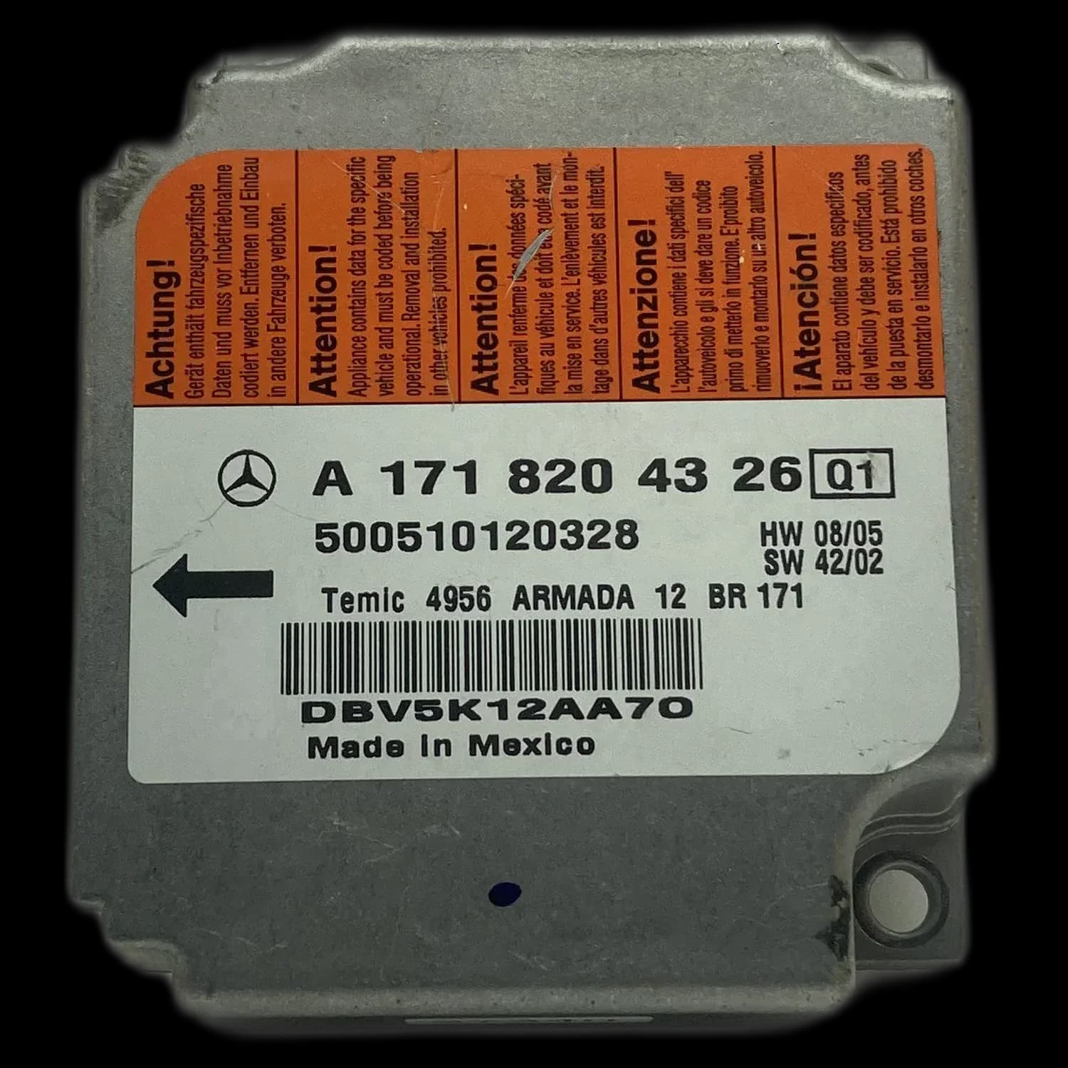 Centralina airbag A 171 820 43 26, Etichetta