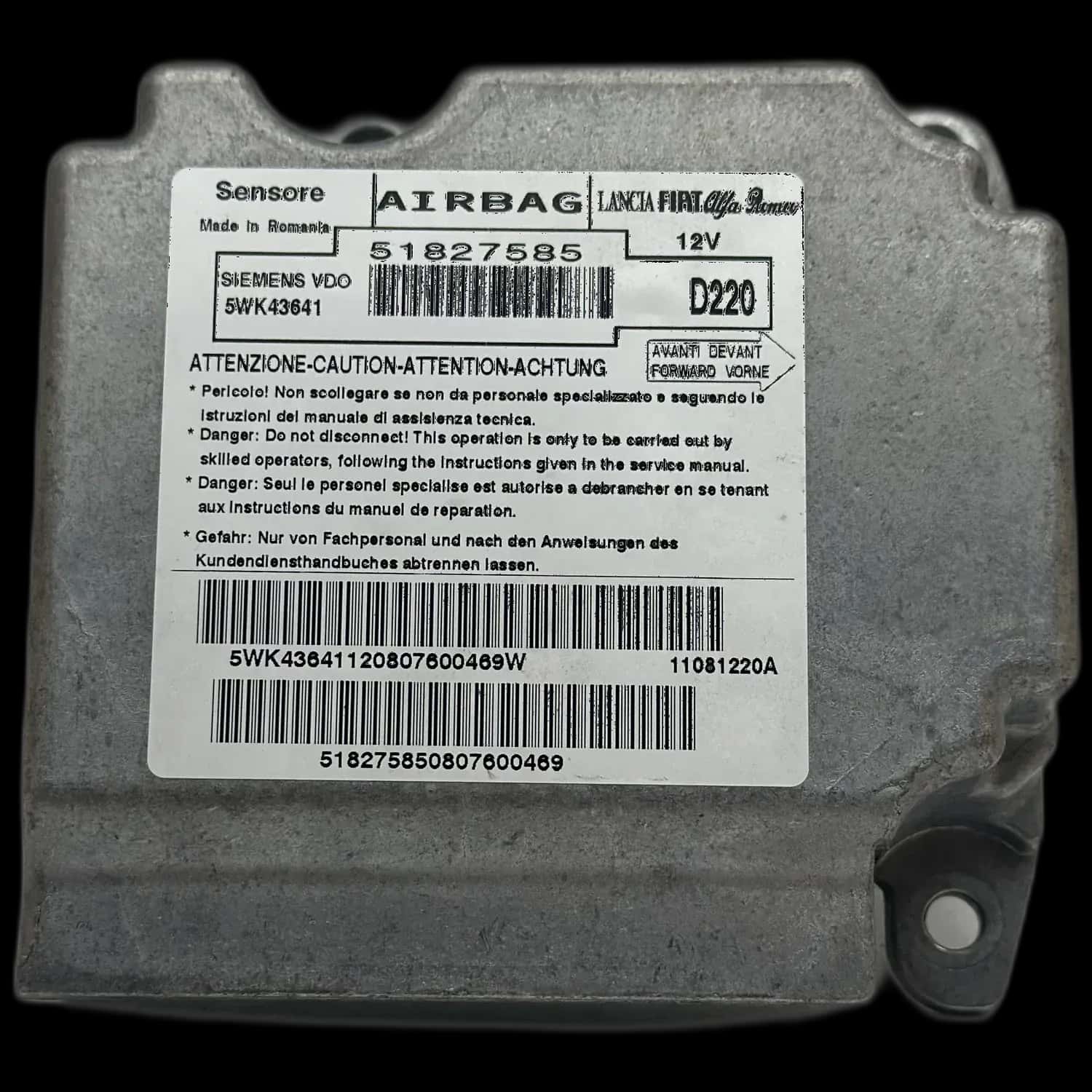 Riparazione centralina airbag Fiat Bravo 198