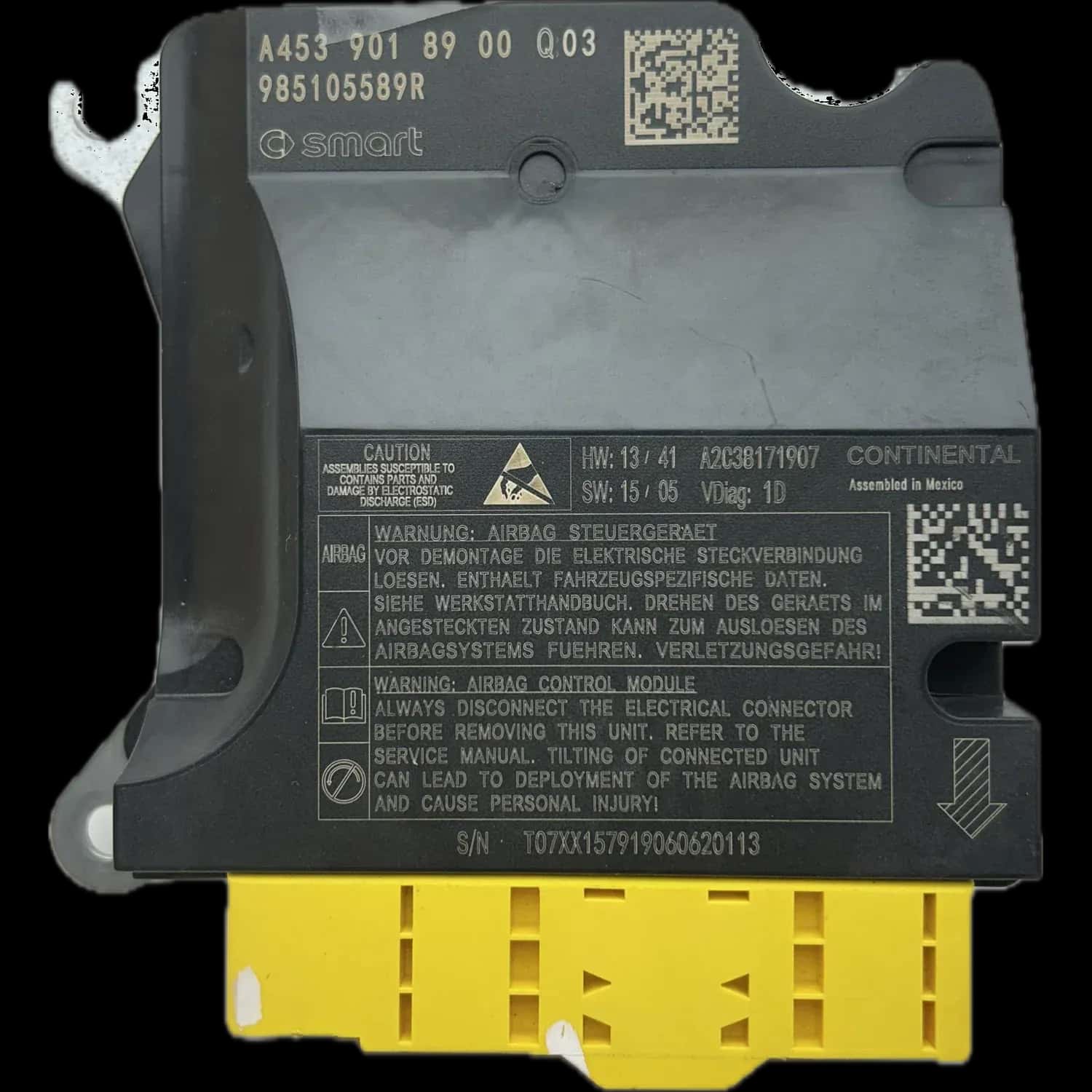 Smart Fortwo C453 Riparazione centralina airbag