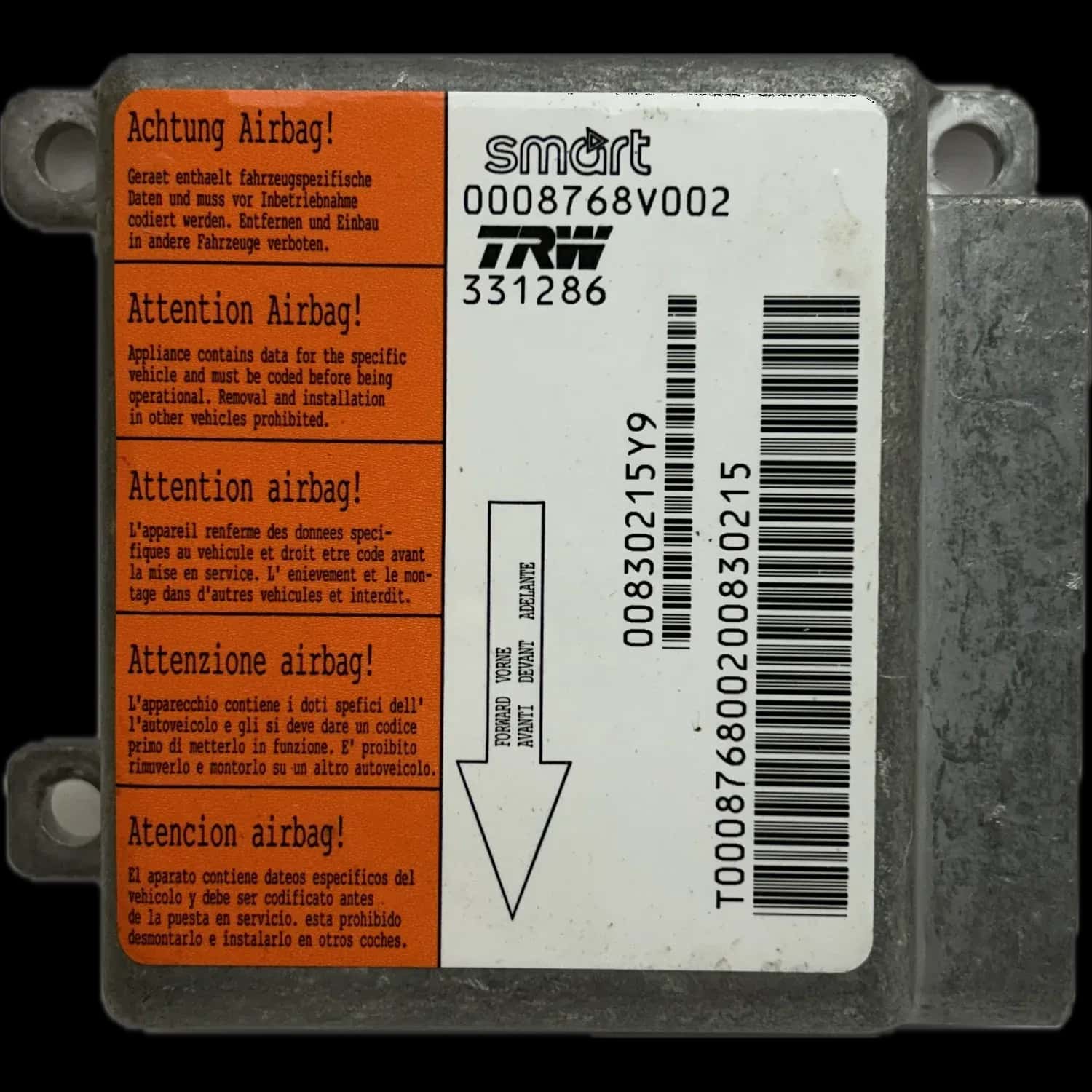 Smart Roadster C452 Riparazione centralina airbag