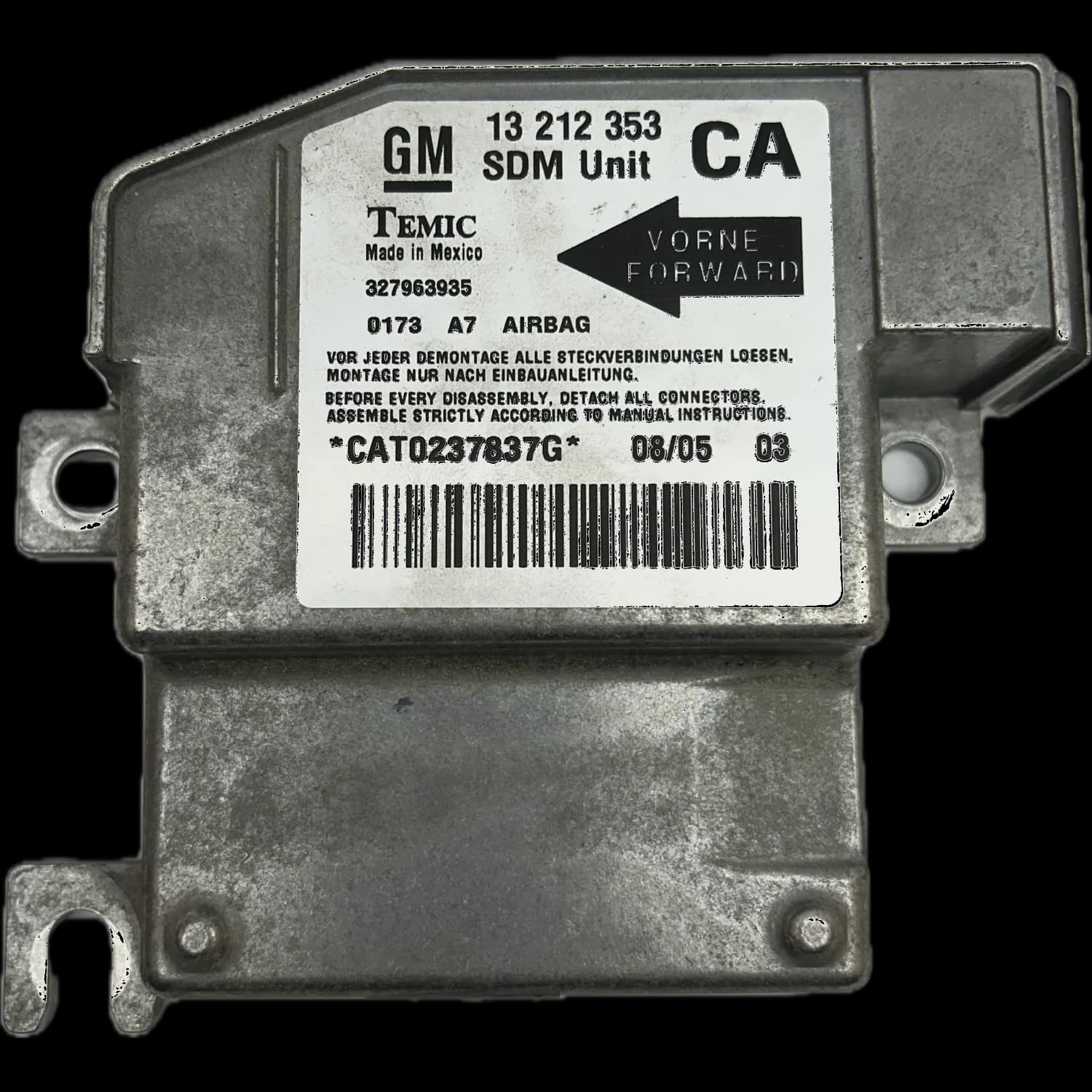 Centralina airbag 13212353CA, Etichetta
