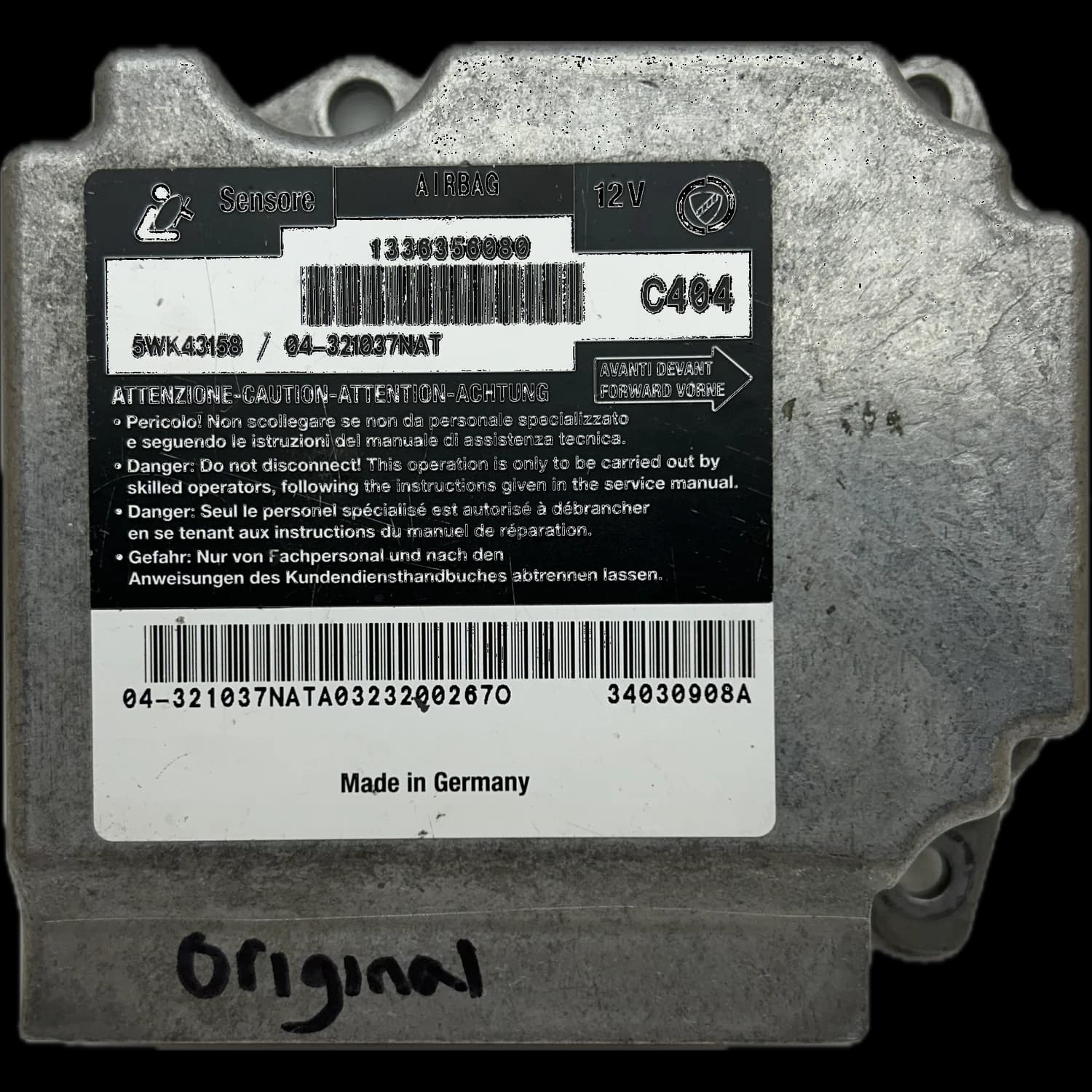 Centralina airbag 01336356080, Etichetta