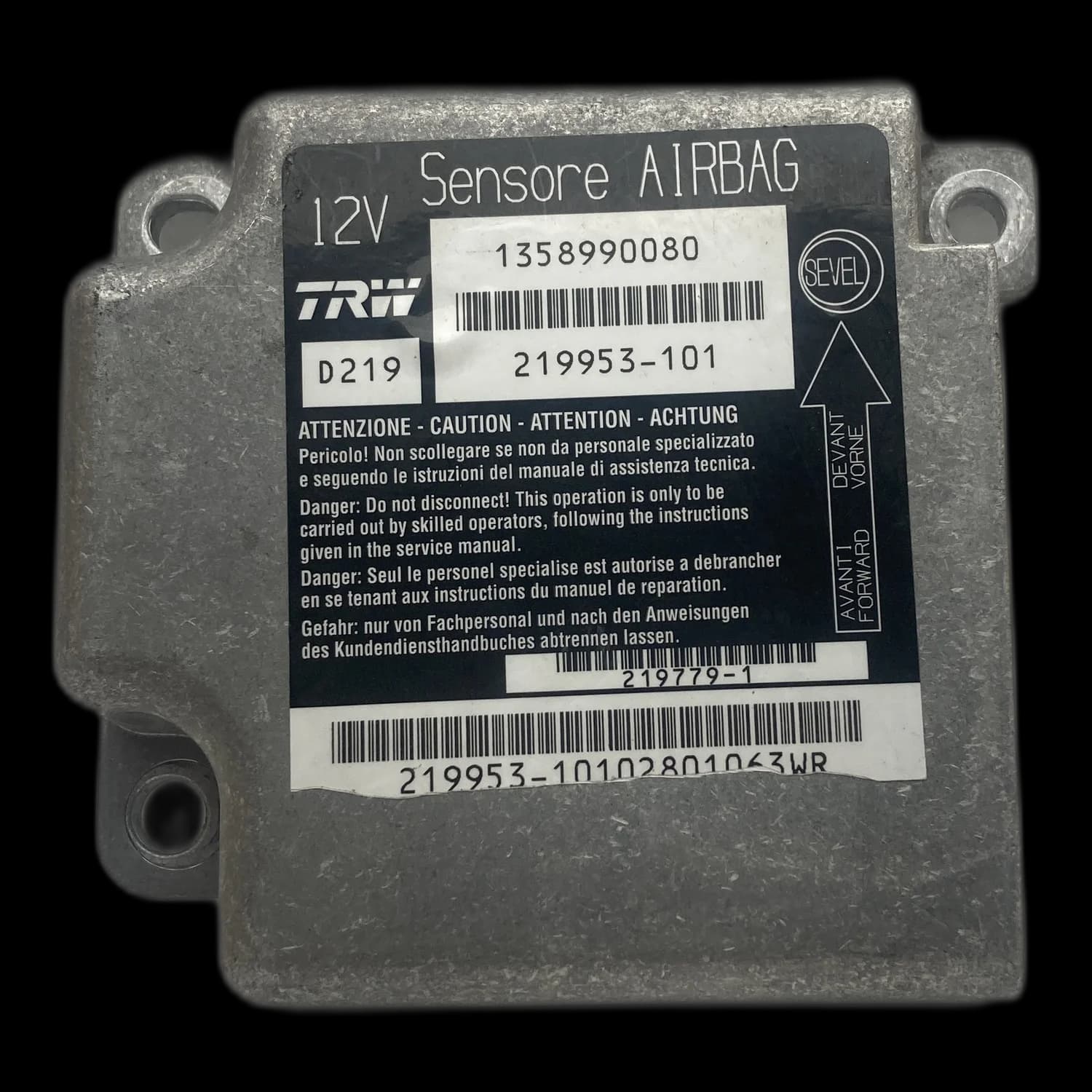 Centralina airbag 01358990080, Etichetta