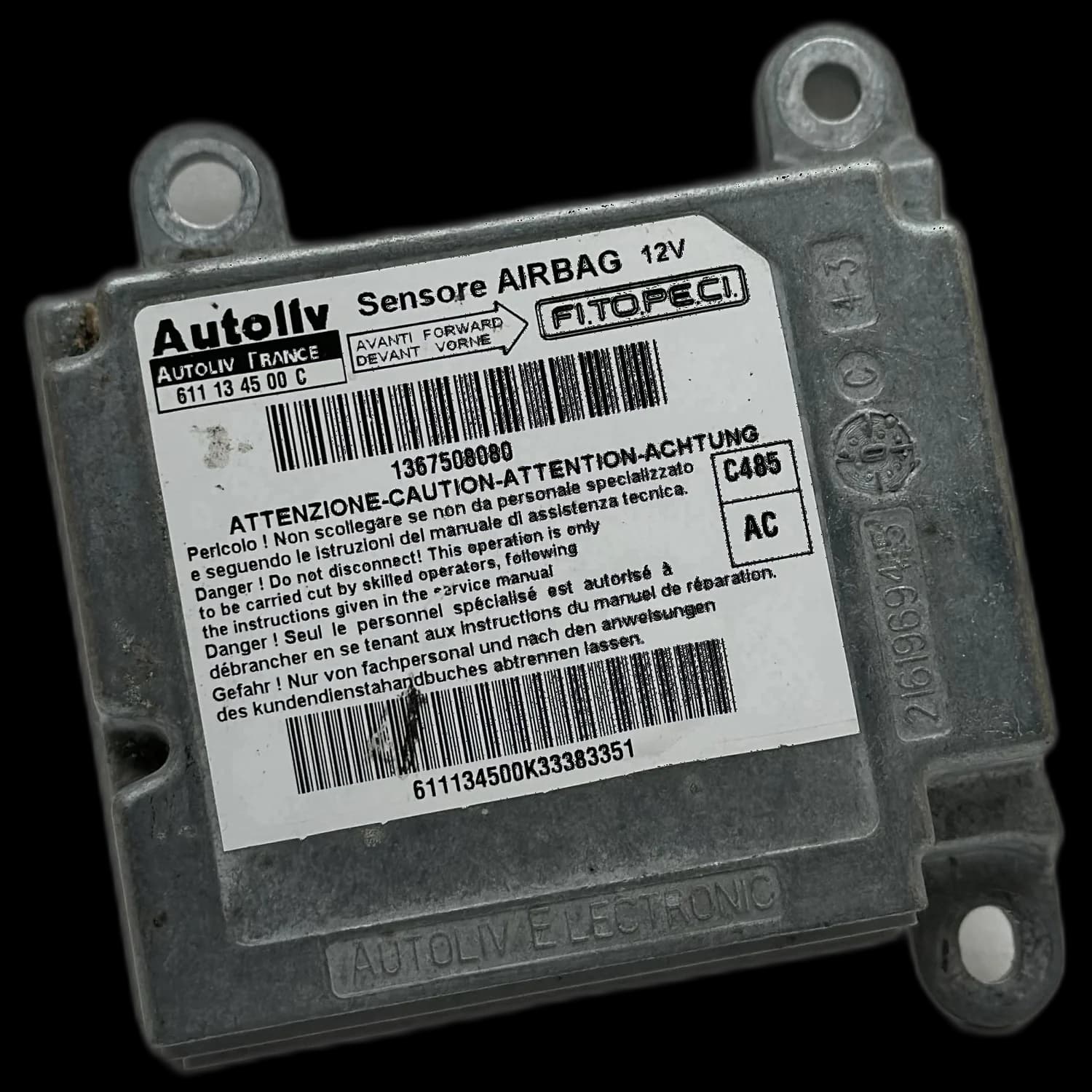 Centralina airbag 1367508080, Etichetta
