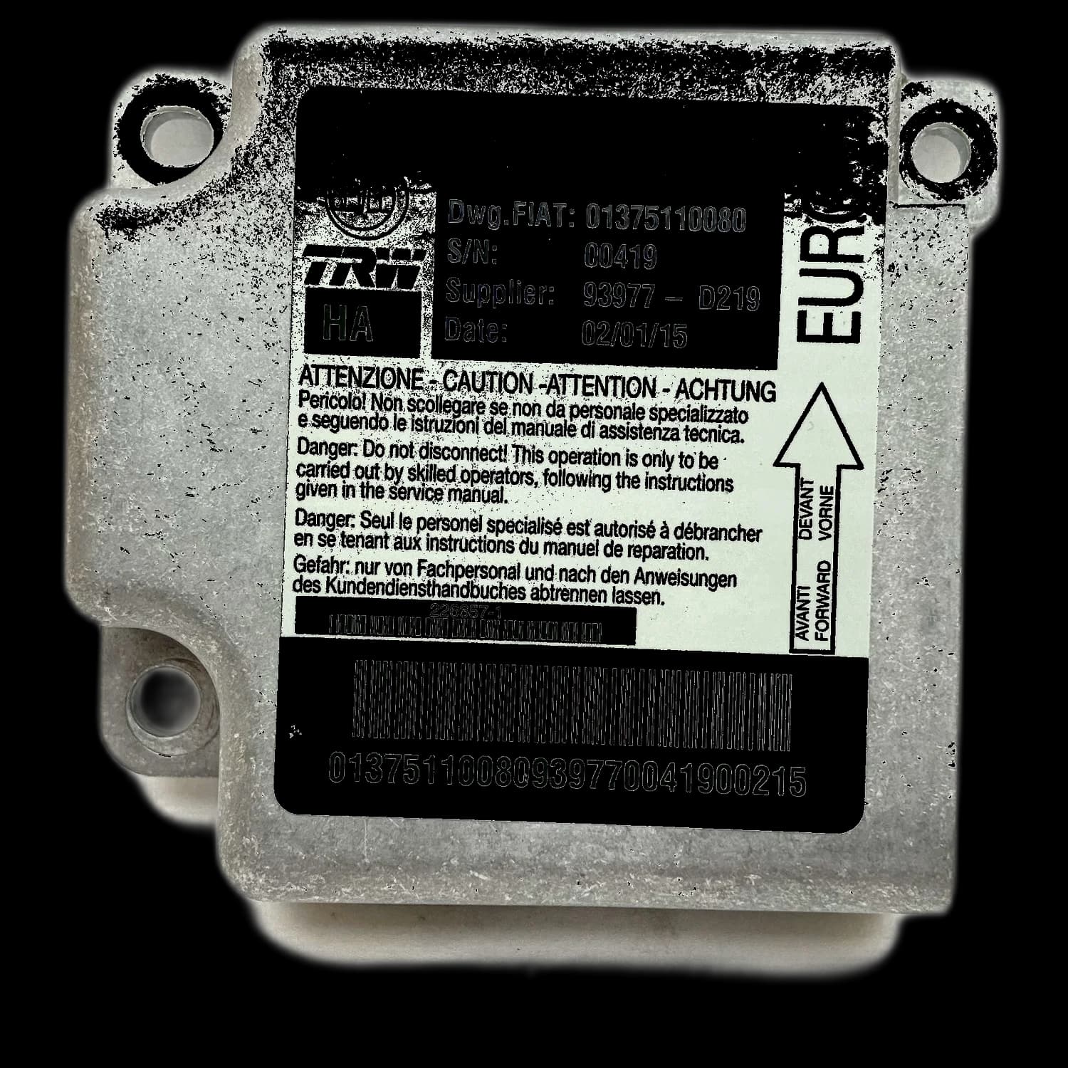 Centralina airbag 01375110080, Etichetta