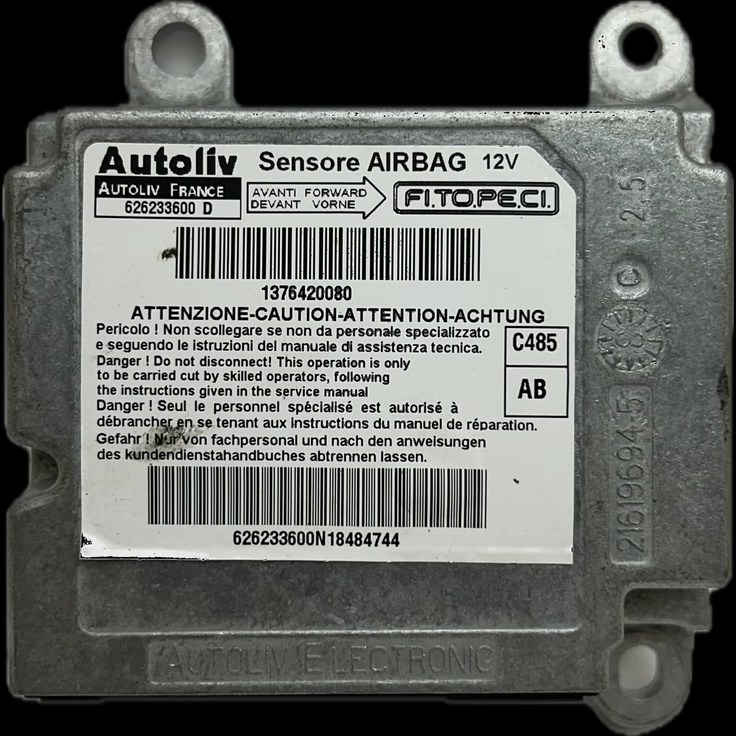 Centralina airbag 1376420080, Etichetta