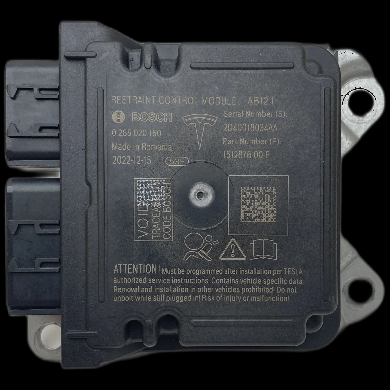 Centralina airbag 1512876-00-E, Etichetta