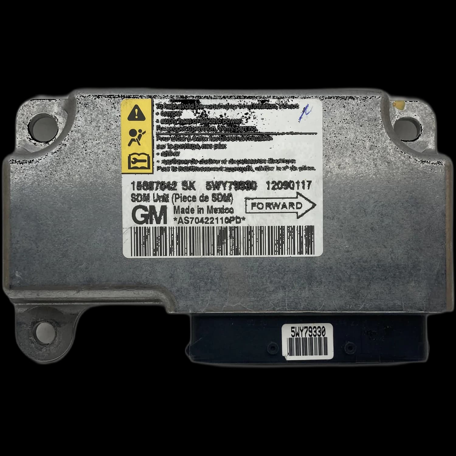 Centralina airbag 15887042 SK, Etichetta