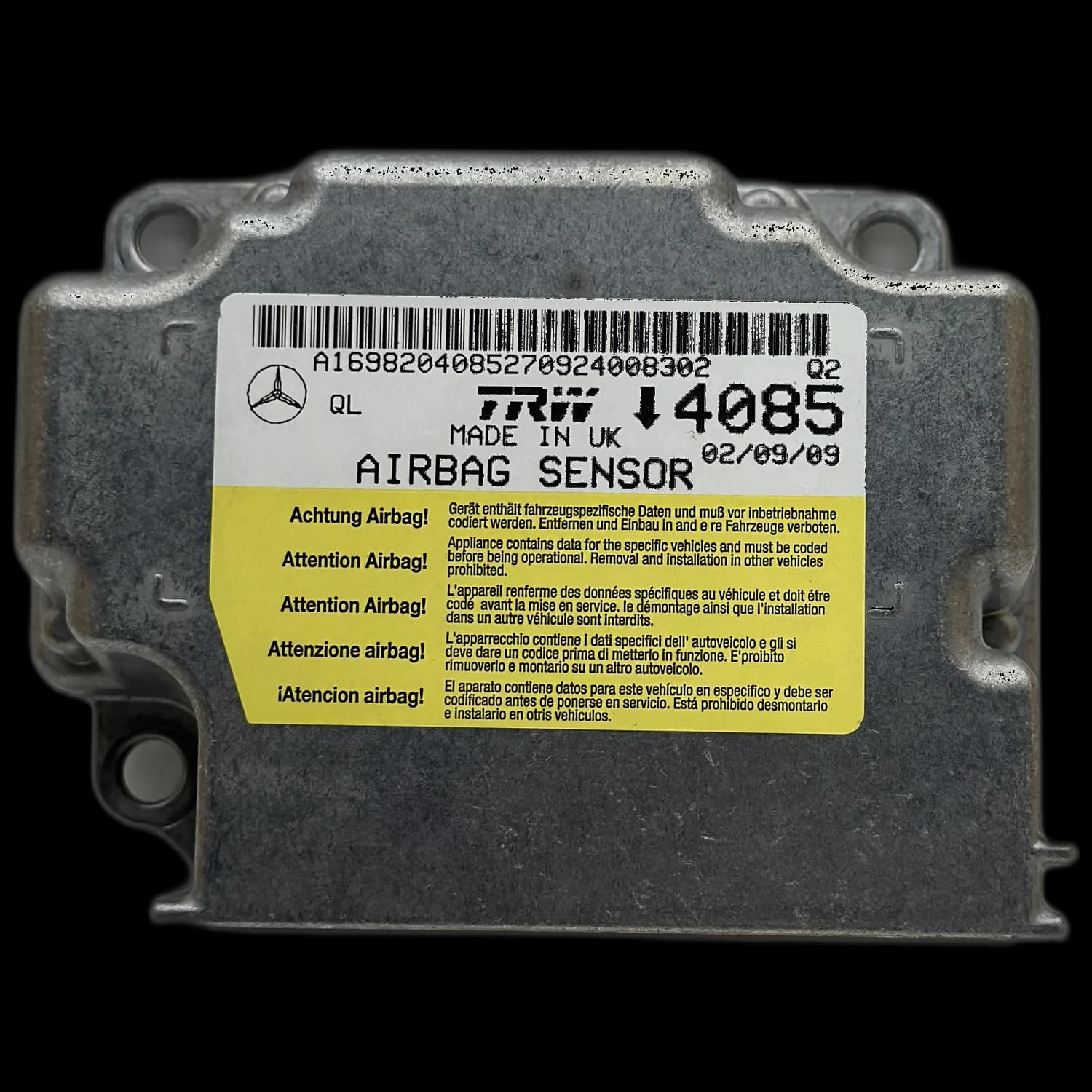 Centralina airbag A1698204085, Etichetta