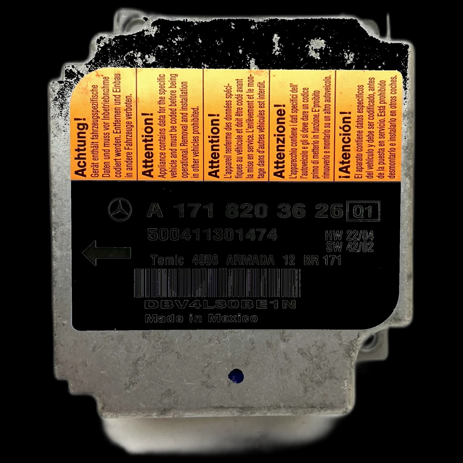 Centralina airbag A1718203625, Etichetta