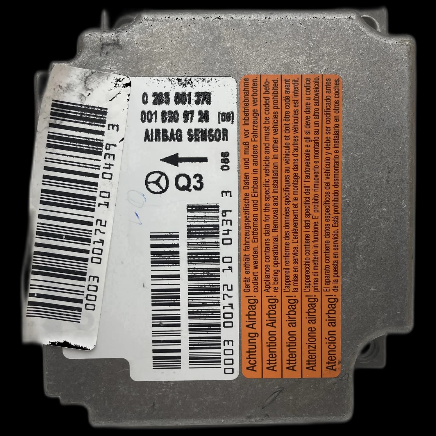 Centralina airbag A 001 820 97 26 (00), Etichetta