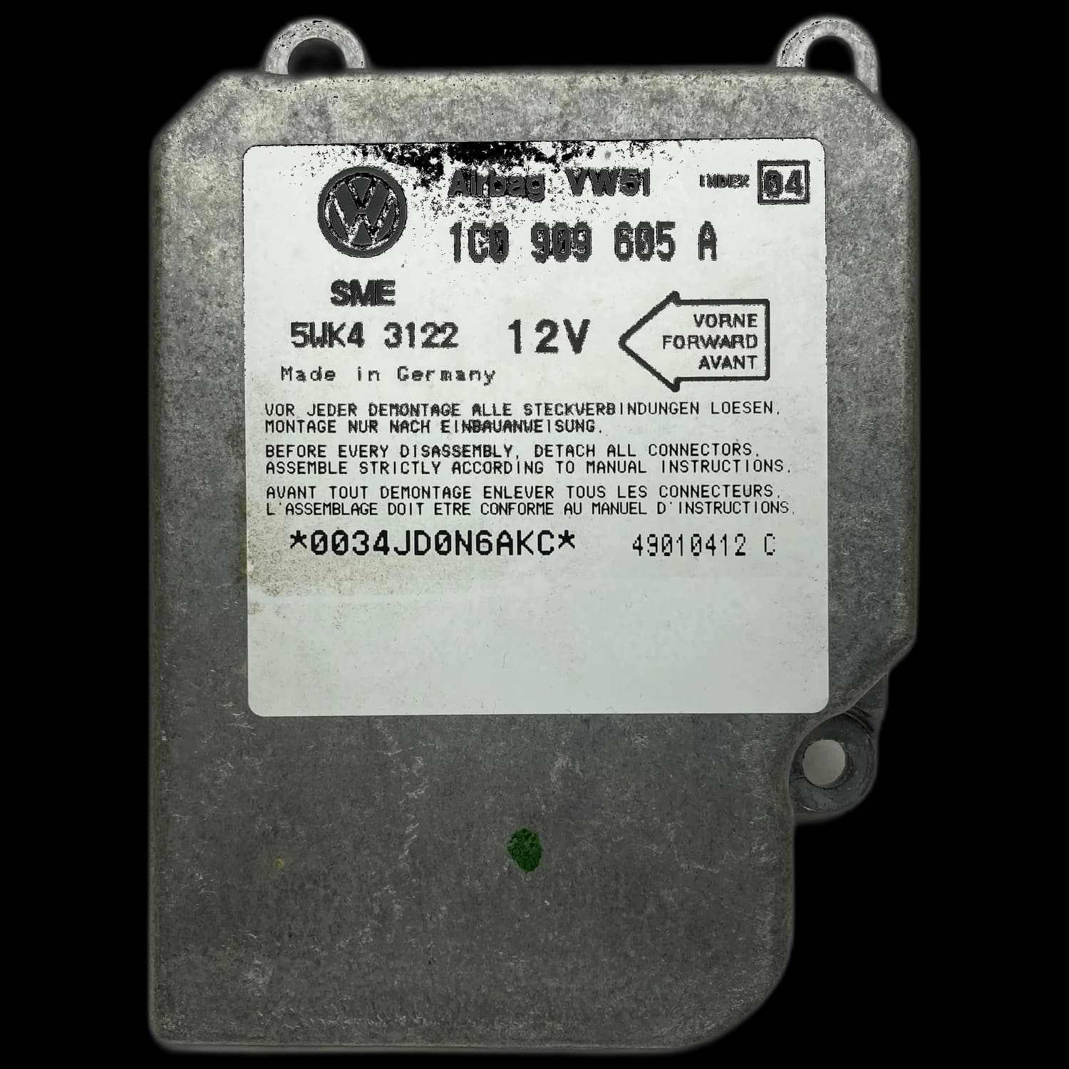Centralina airbag 1C0 909 605 A, Etichetta