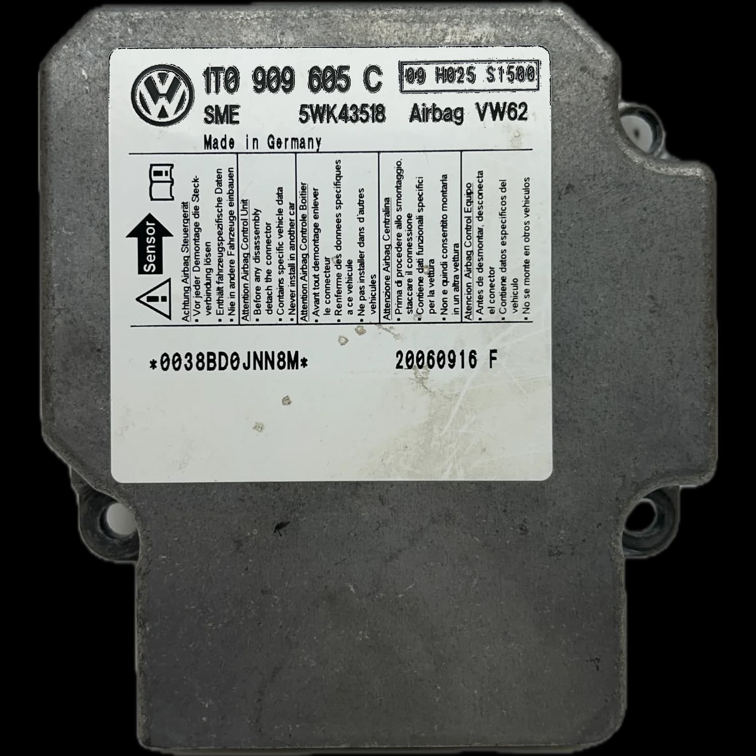 Centralina airbag 1T0909605C, Etichetta