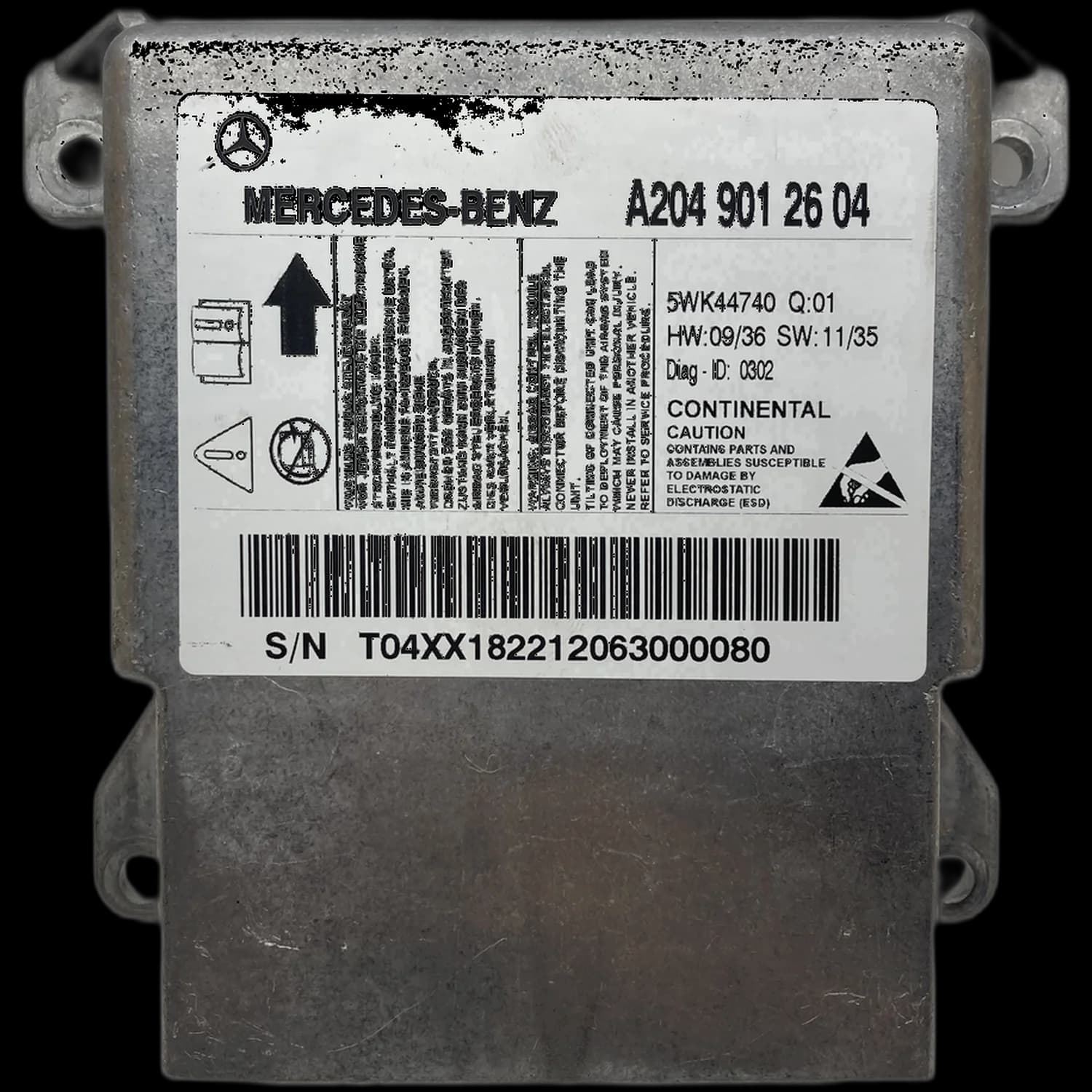 Centralina airbag A204 901 26 04, Etichetta