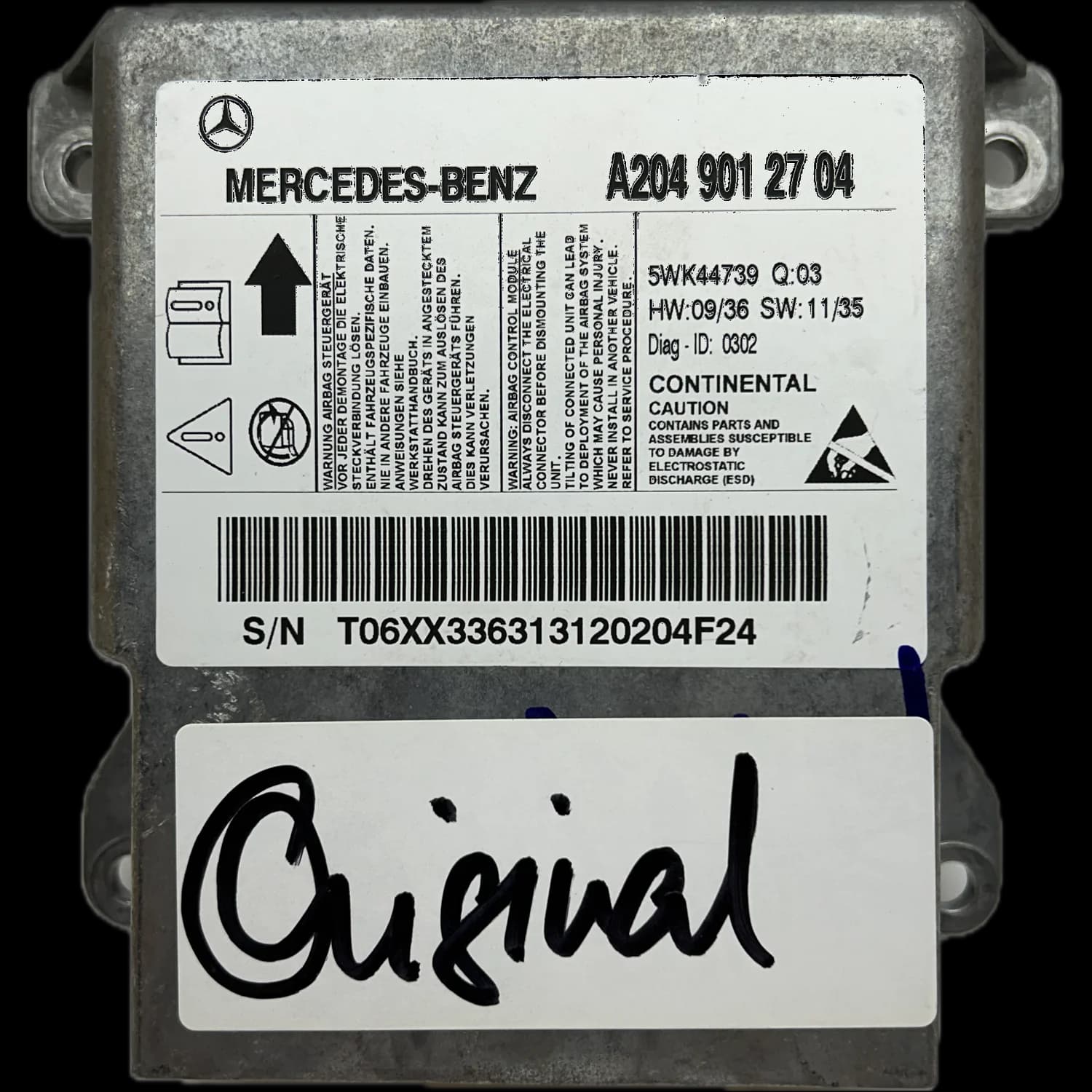 Centralina airbag A2049012704, Etichetta