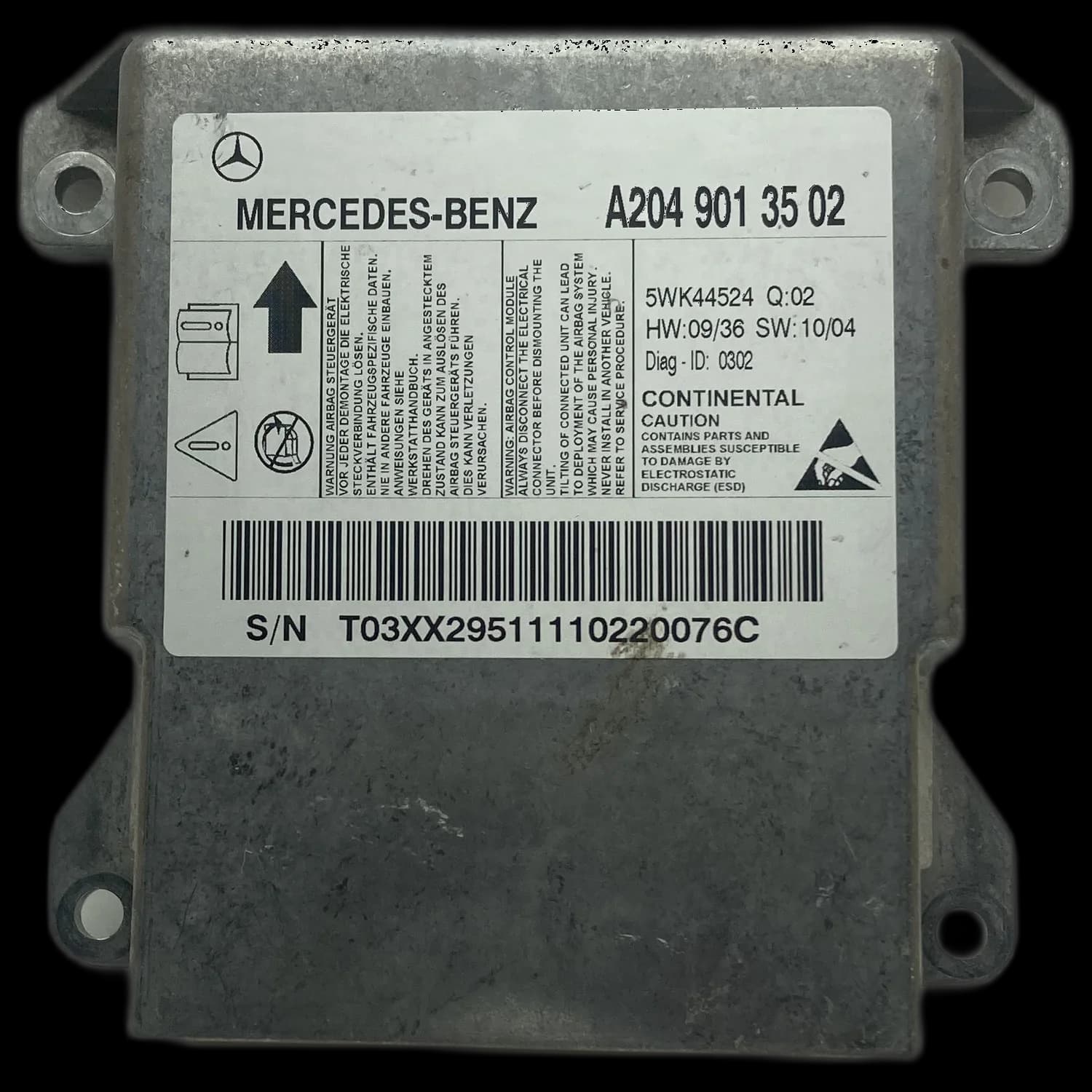 Centralina airbag A204 901 35 02, Etichetta