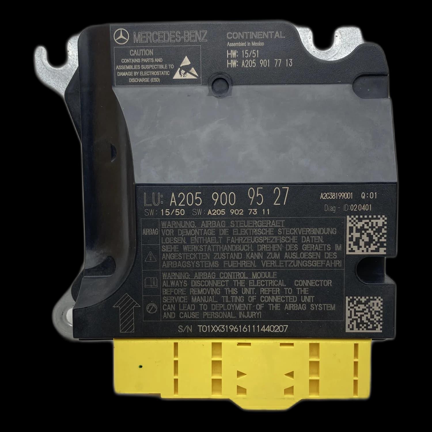 Centralina airbag A205 900 95 27, Etichetta