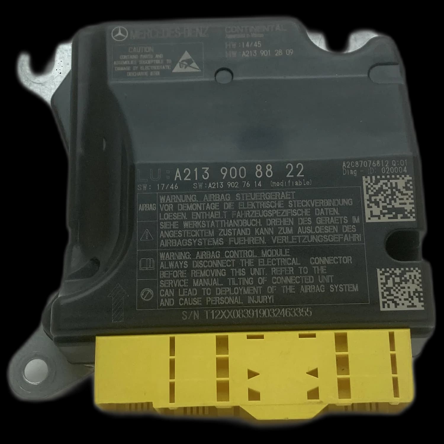 Centralina airbag A213 900 88 22, Etichetta