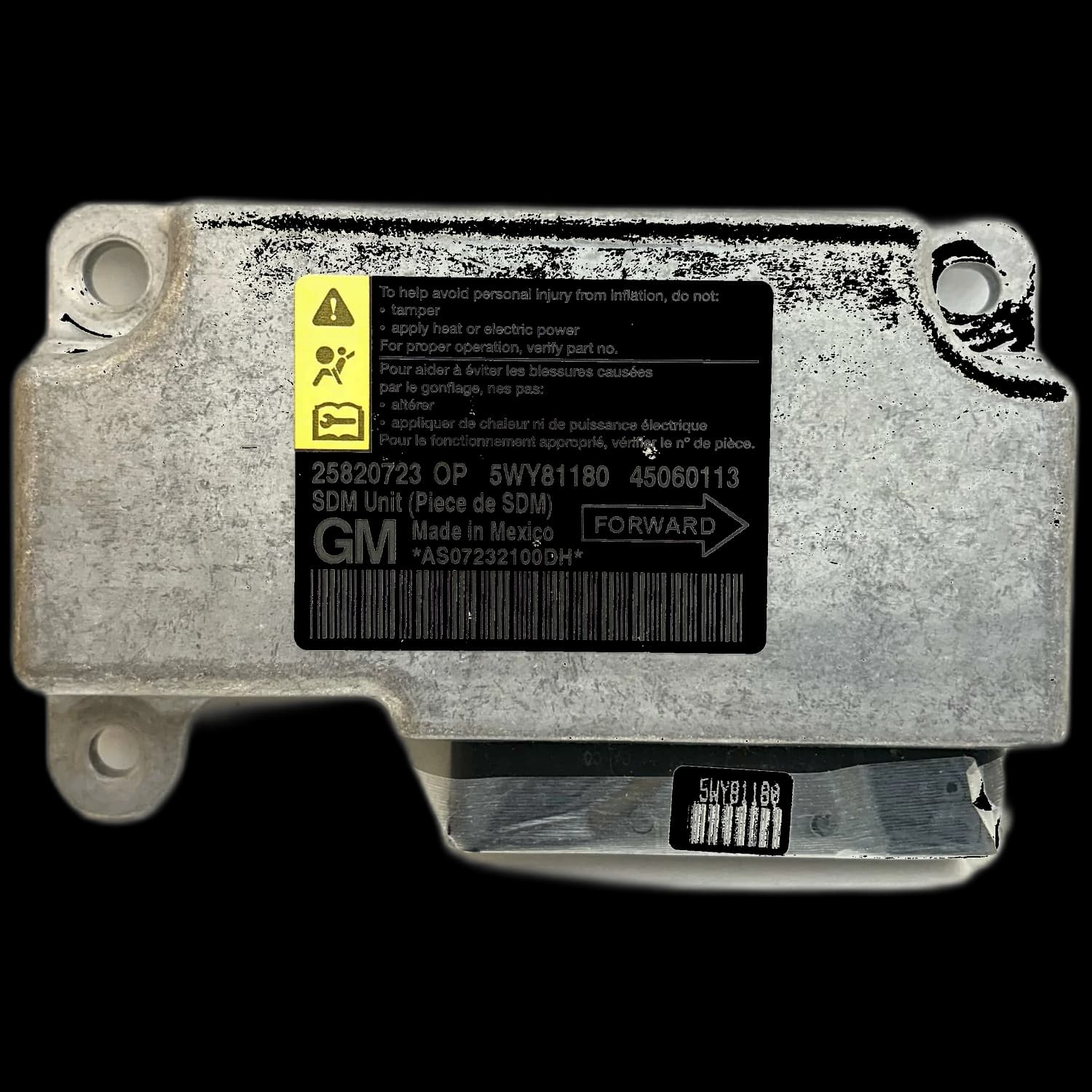 Centralina airbag 25820723 OP, Etichetta
