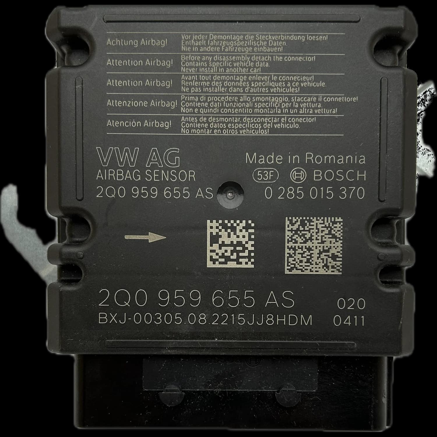 Centralina airbag 2Q0 959 655 AS, Etichetta