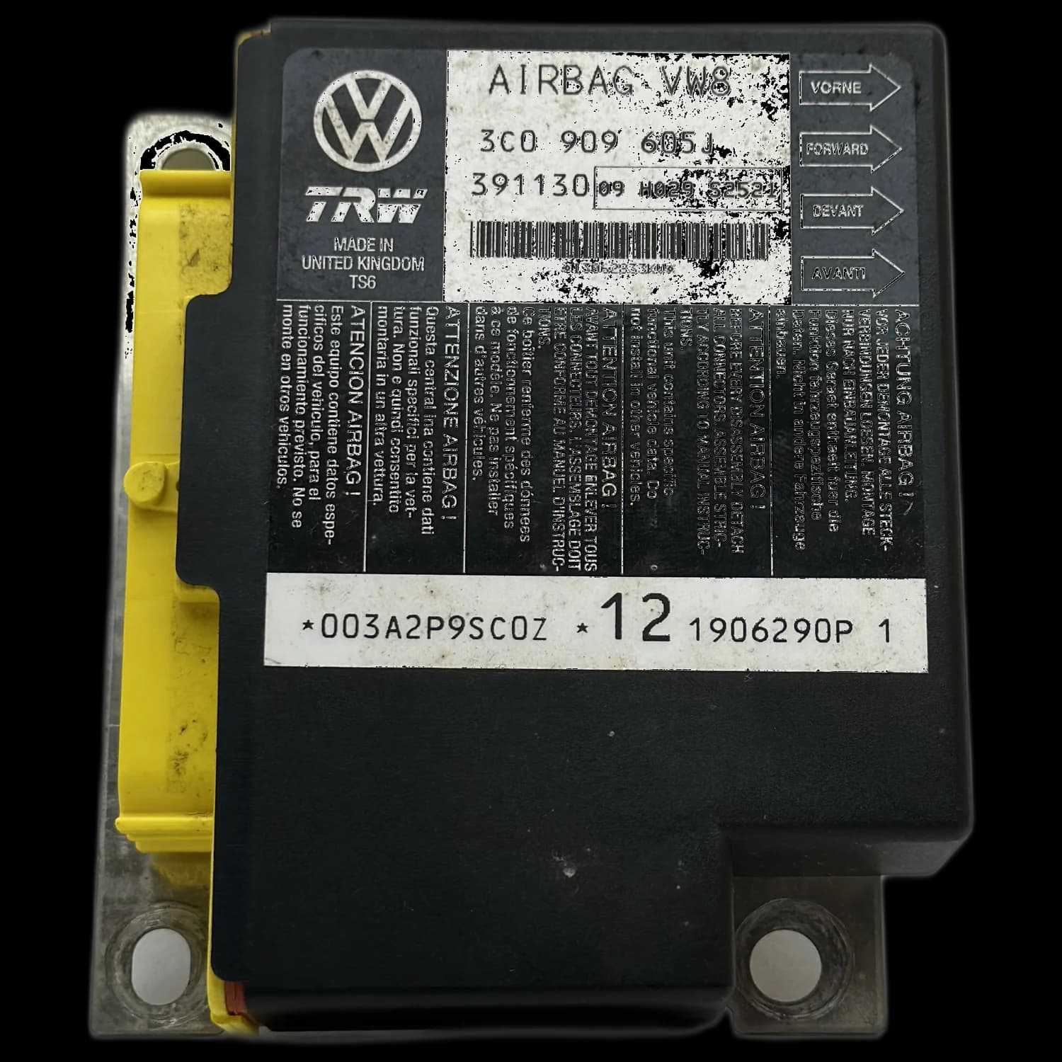 Centralina airbag 3C0 909 605J, Etichetta