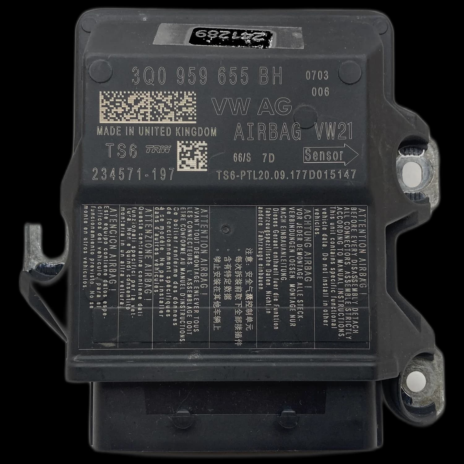 Centralina airbag 3Q0 959 655 BH, Etichetta