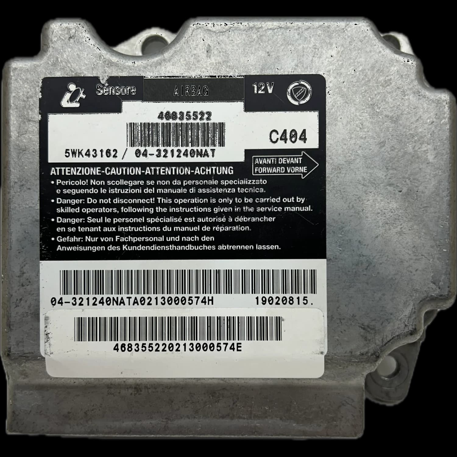 Centralina airbag 46835522, Etichetta