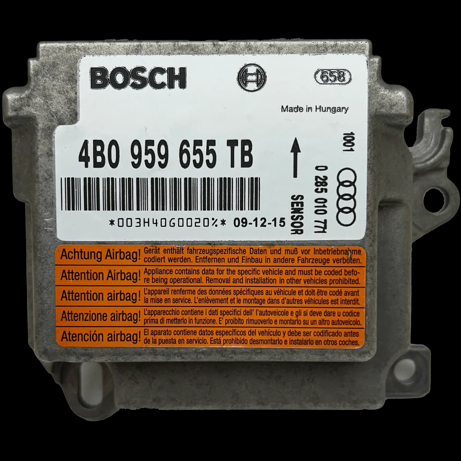 Centralina airbag 4B0 959 655 TB, Etichetta
