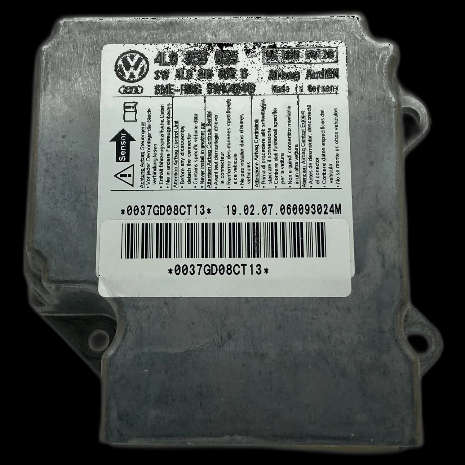 Centralina airbag 4L0959655, Etichetta