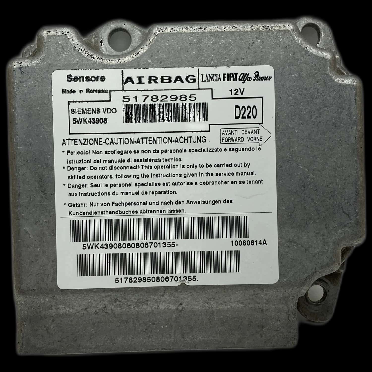 Abarth 500 312 Riparazione centralina airbag