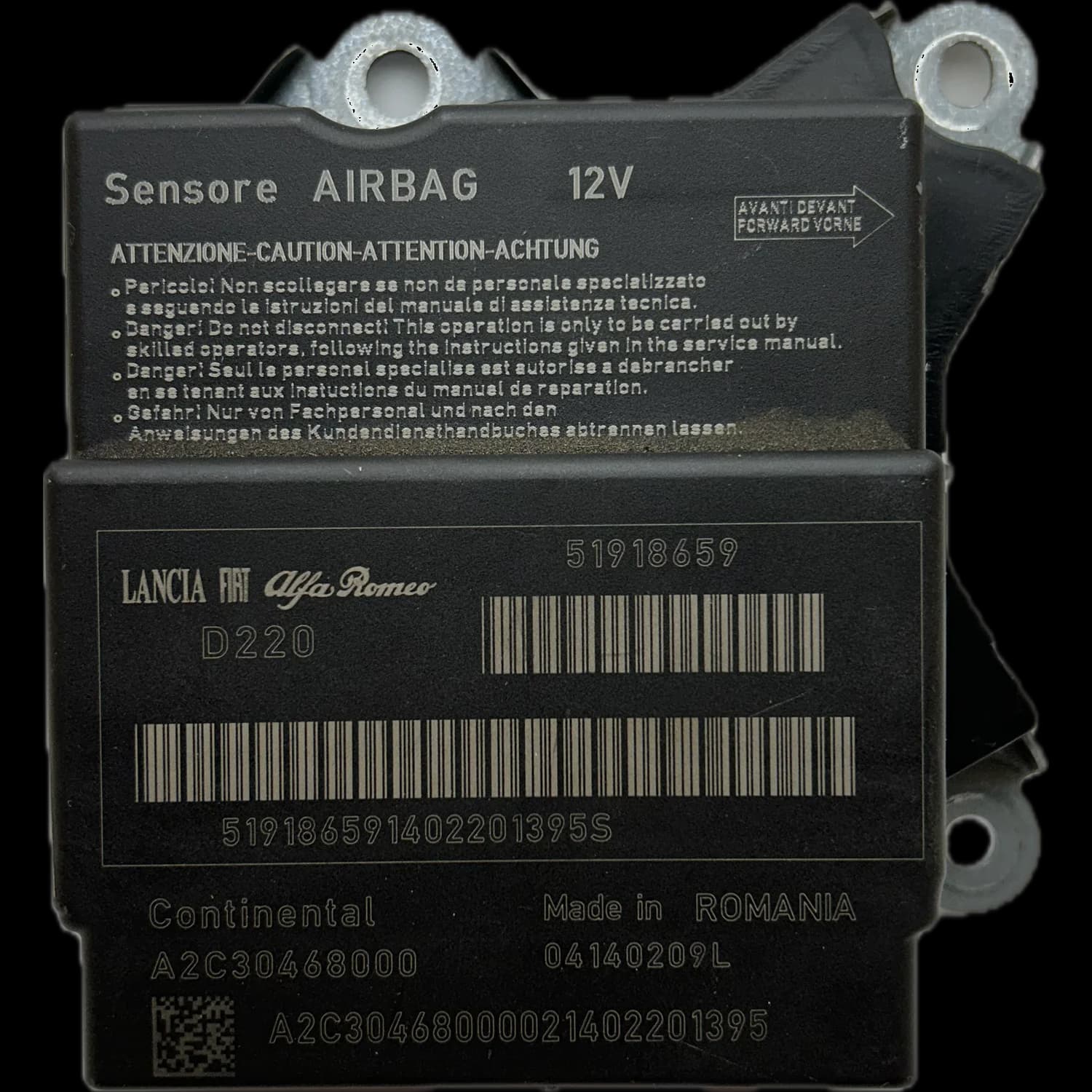 Centralina airbag 51918659, Etichetta