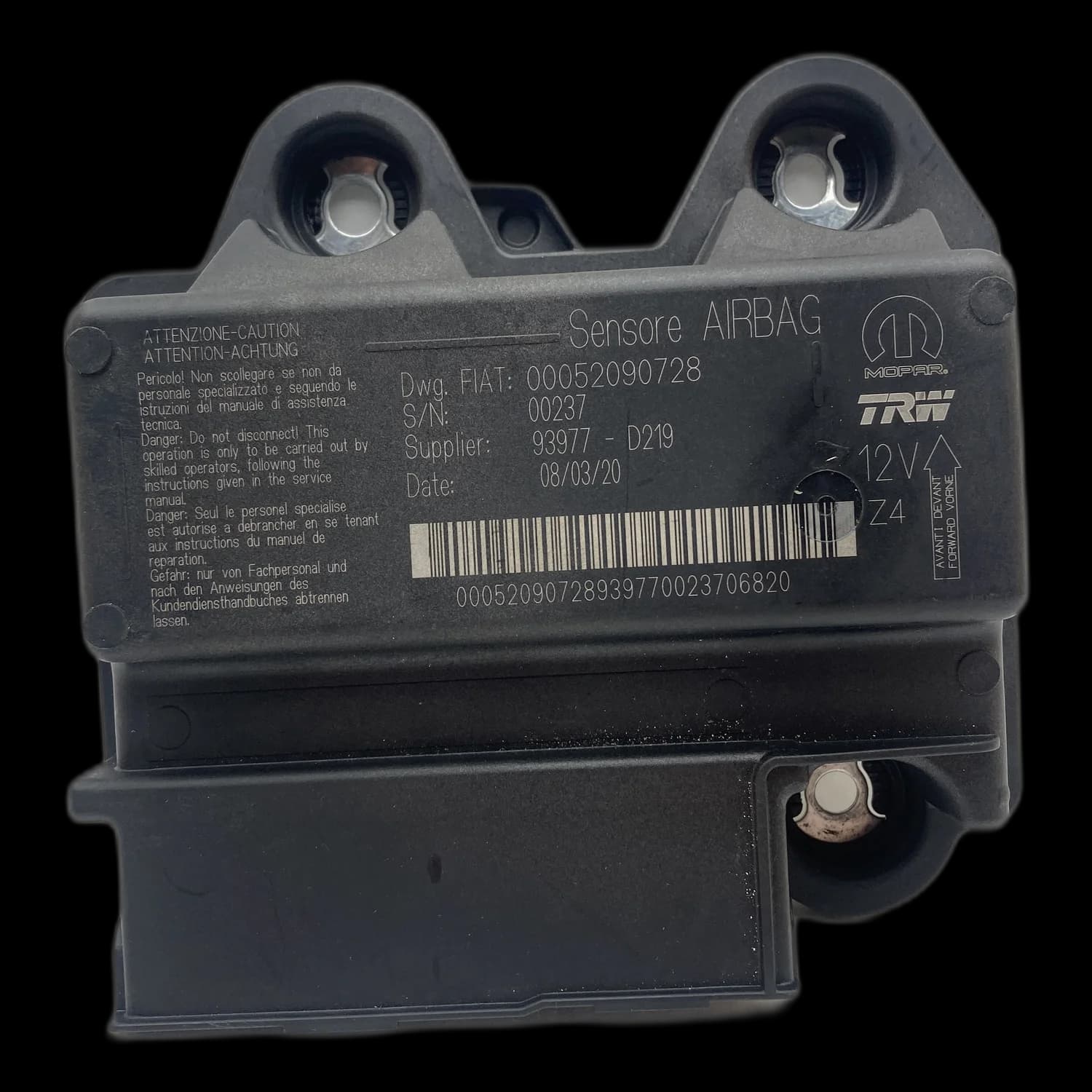 Centralina airbag 00052090728, Etichetta