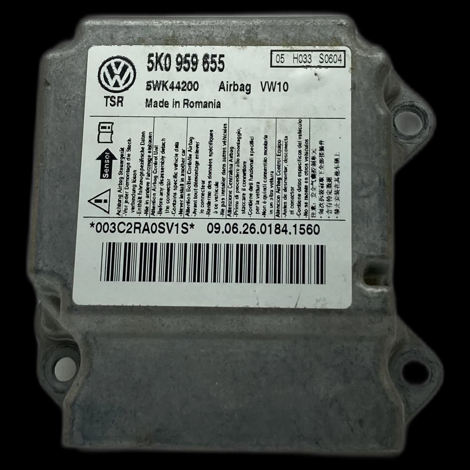 Centralina airbag 5K0959655, Etichetta