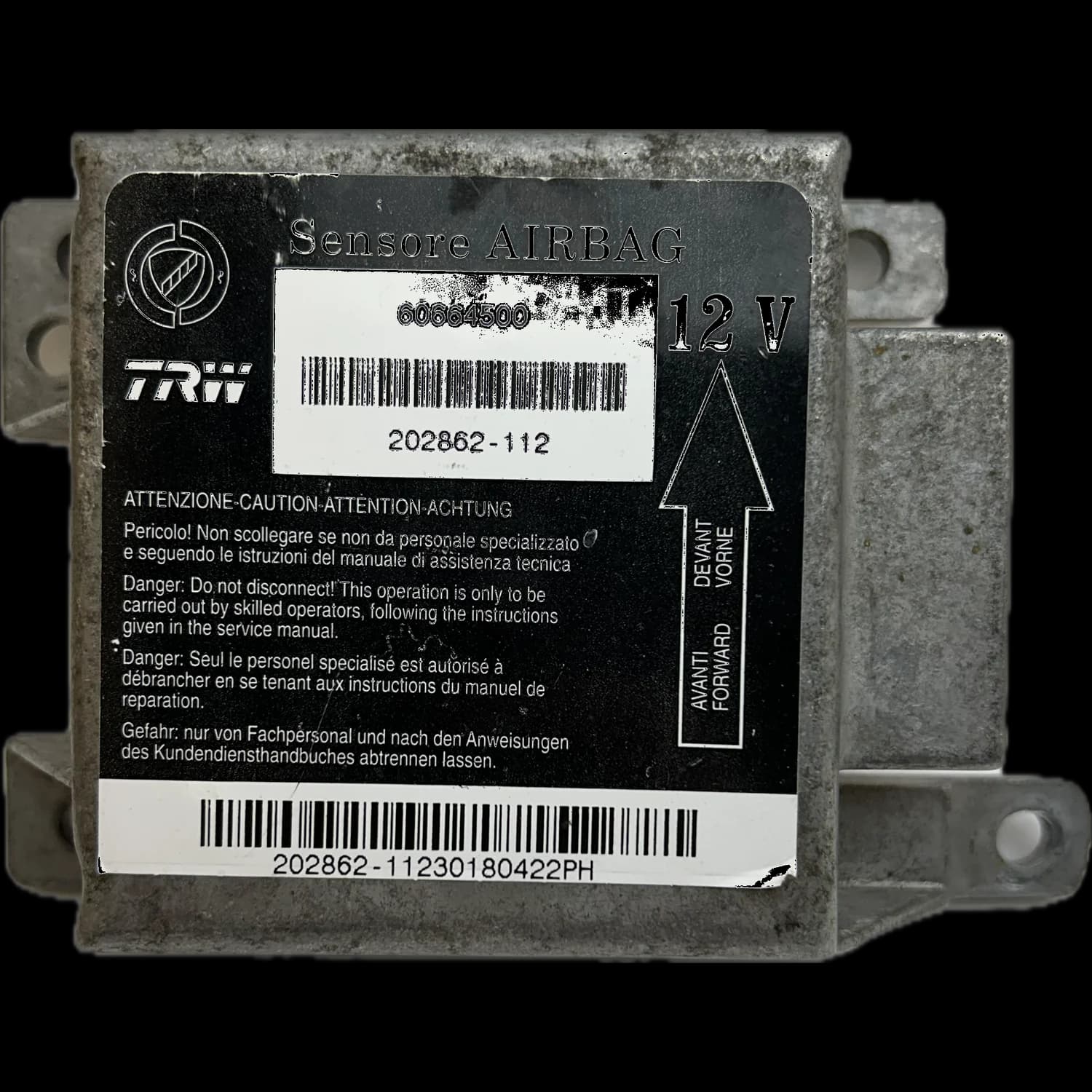 Centralina airbag 60664500, Etichetta