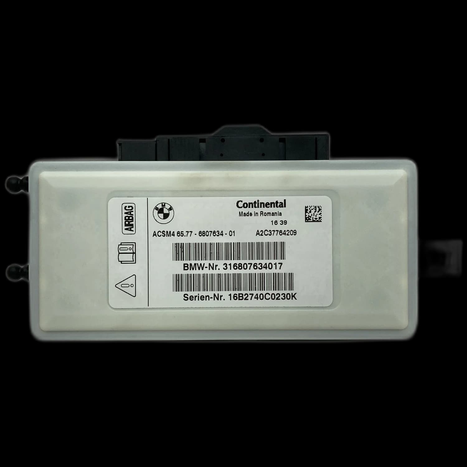 Centralina airbag 6577-6807634-01, Etichetta