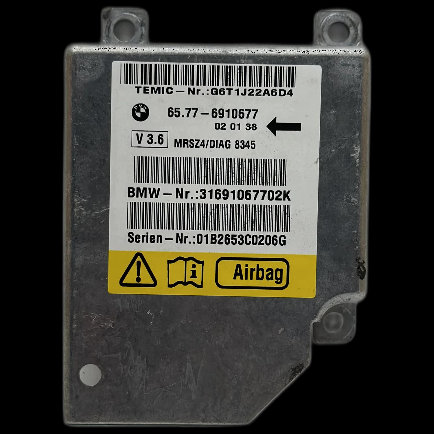 Centralina airbag 65.77-6910677, Etichetta