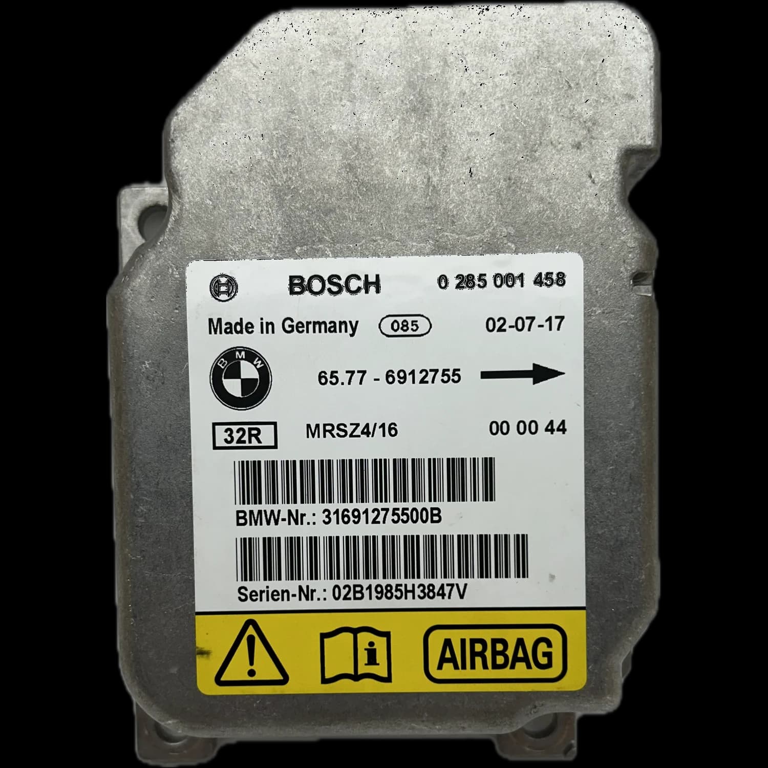 Centralina airbag 6577-6912755, Etichetta