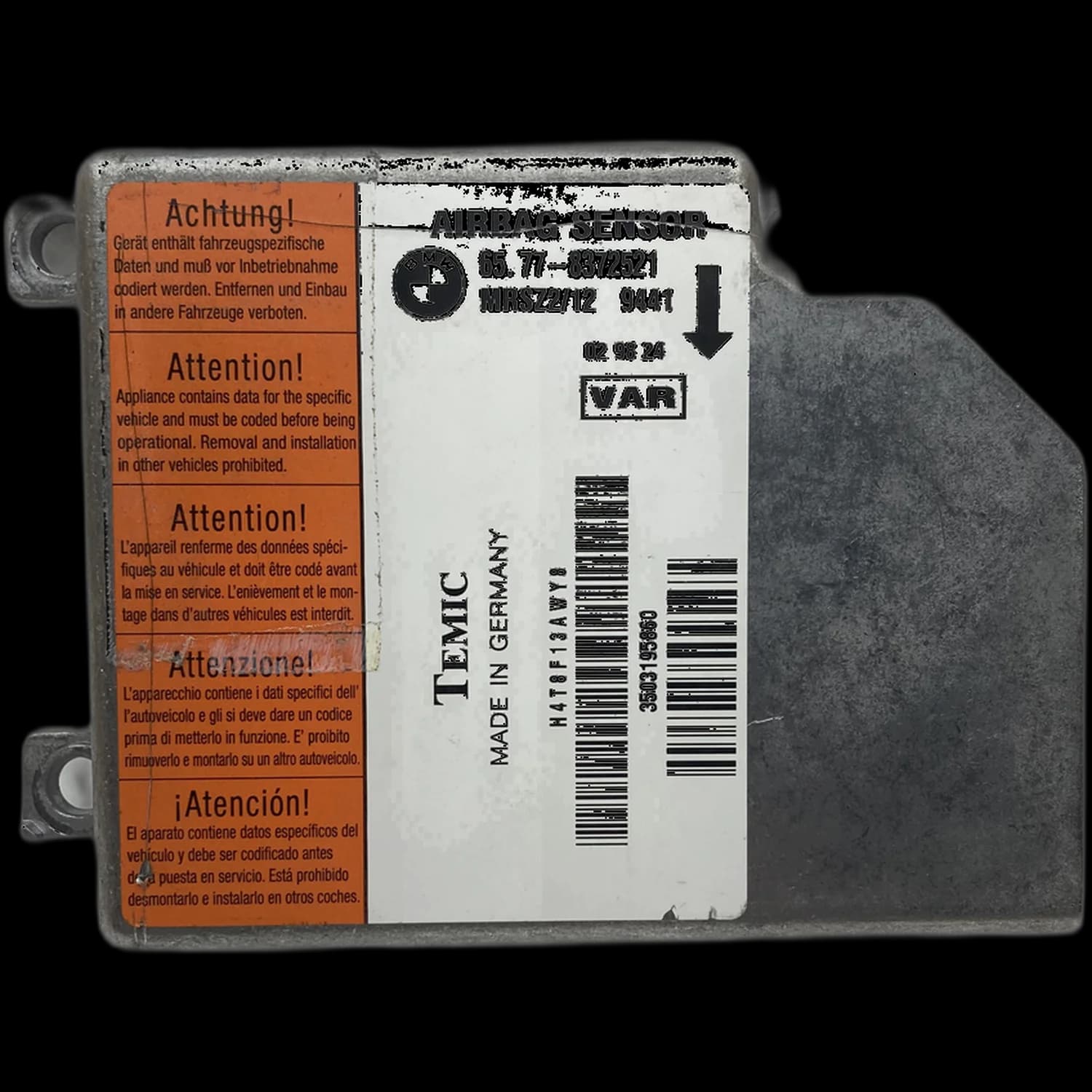 Centralina airbag 6577-8372521, Etichetta