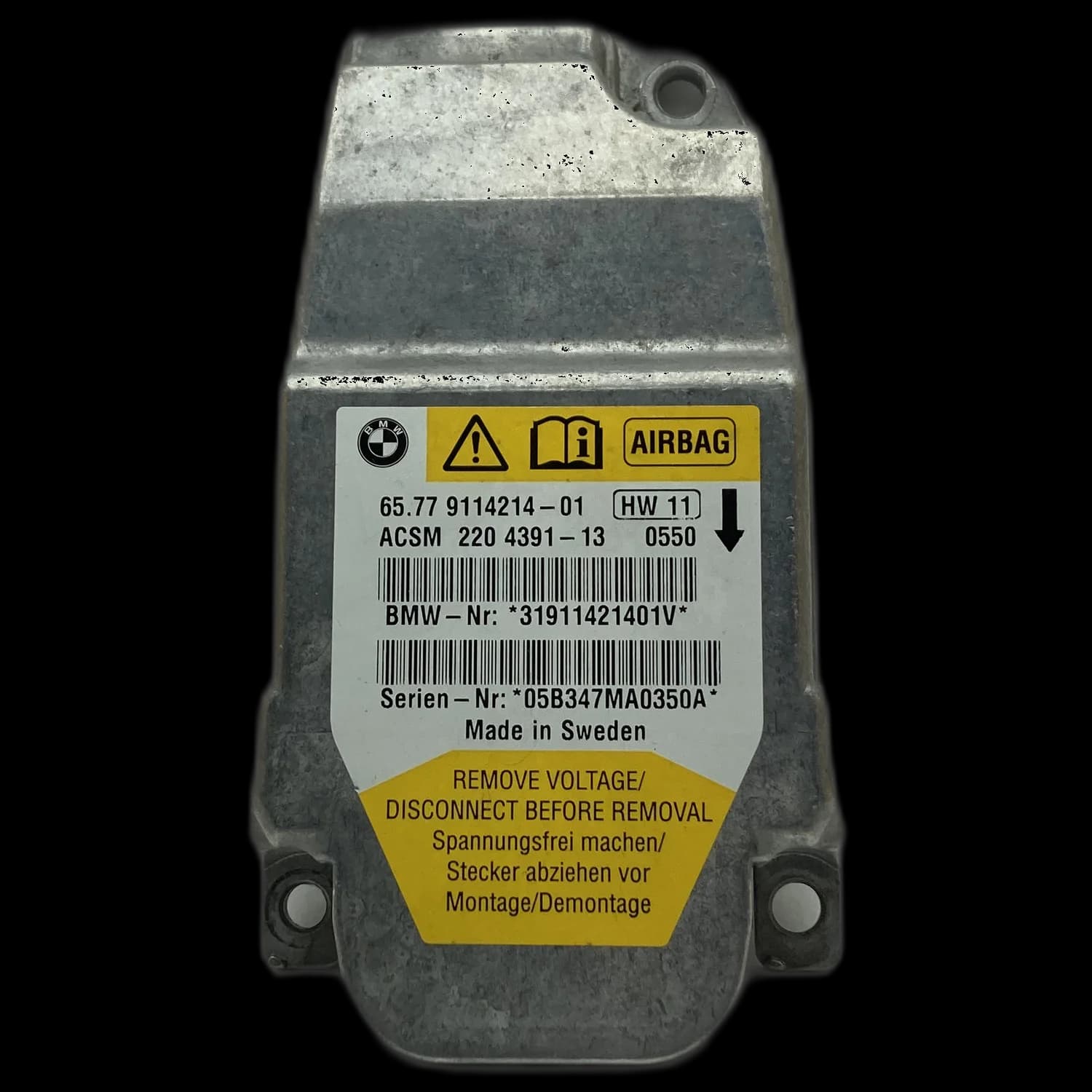 Centralina airbag 65 77 911 4214-01, Etichetta
