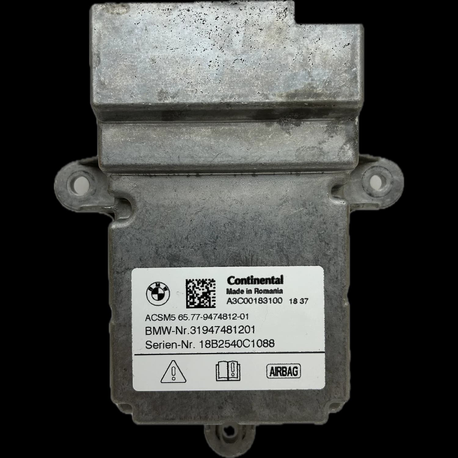 Centralina airbag 65779474812, Etichetta