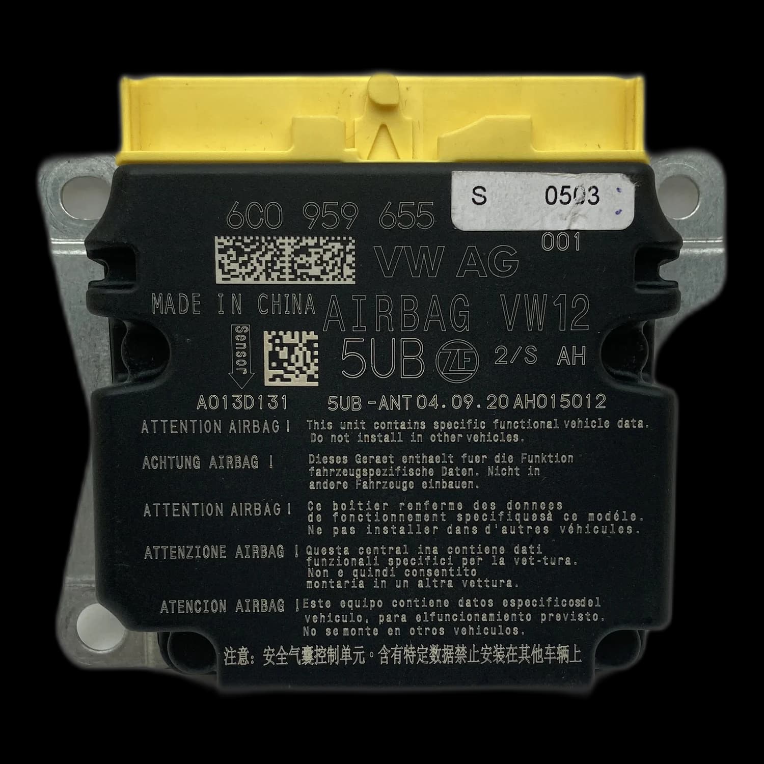 Centralina airbag 6C0959655, Etichetta