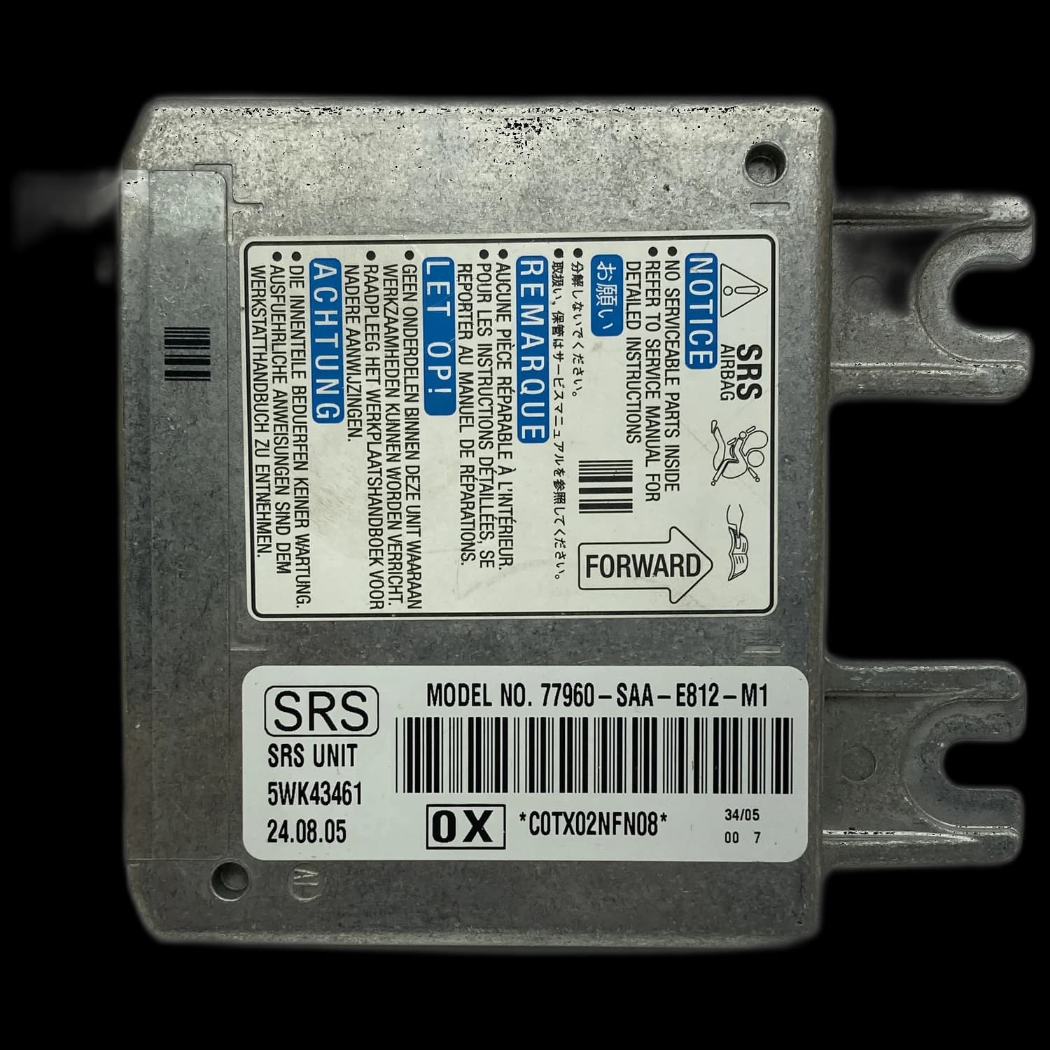Centralina airbag 77960-SAA-E812-M1, Etichetta