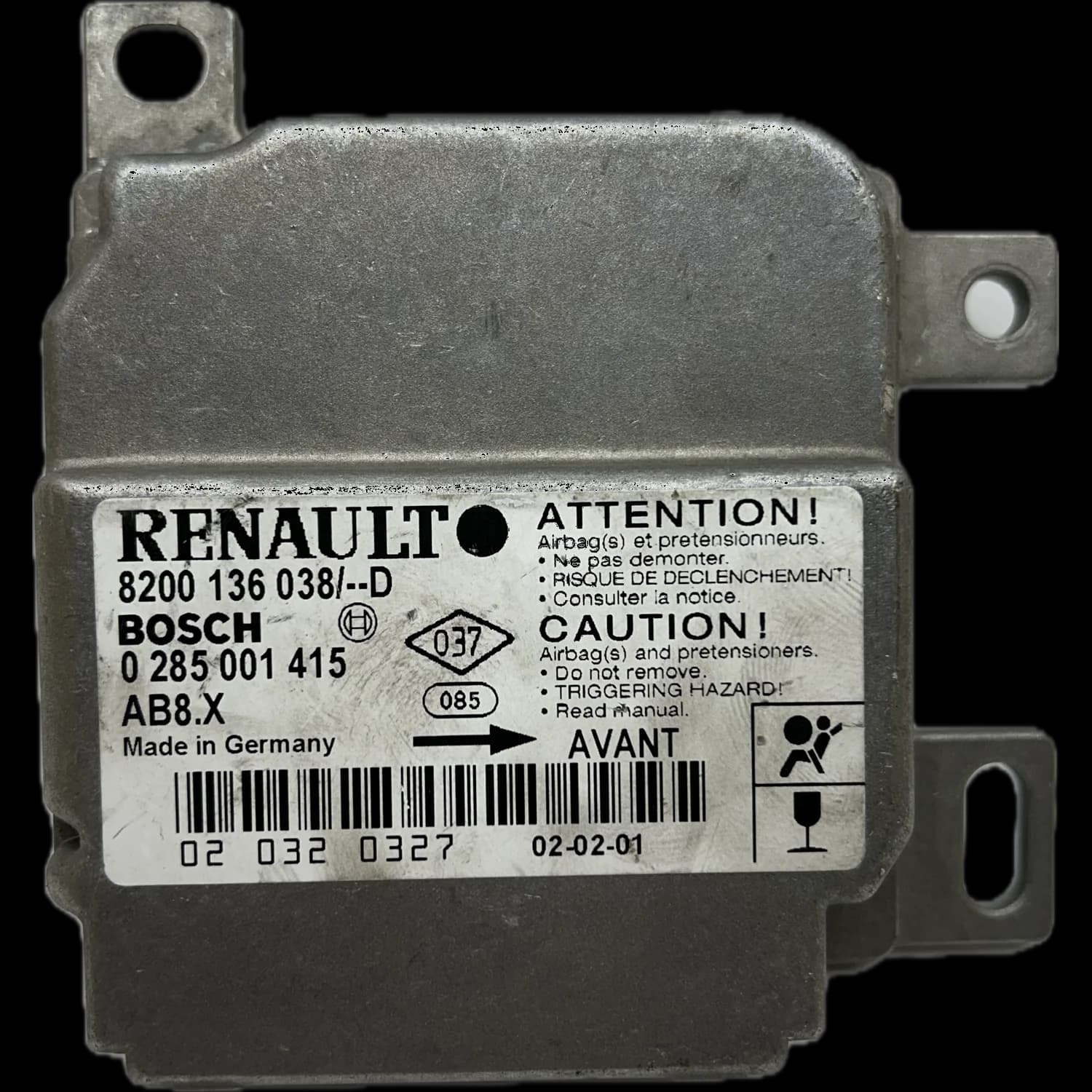 Centralina airbag 8200136038, Etichetta