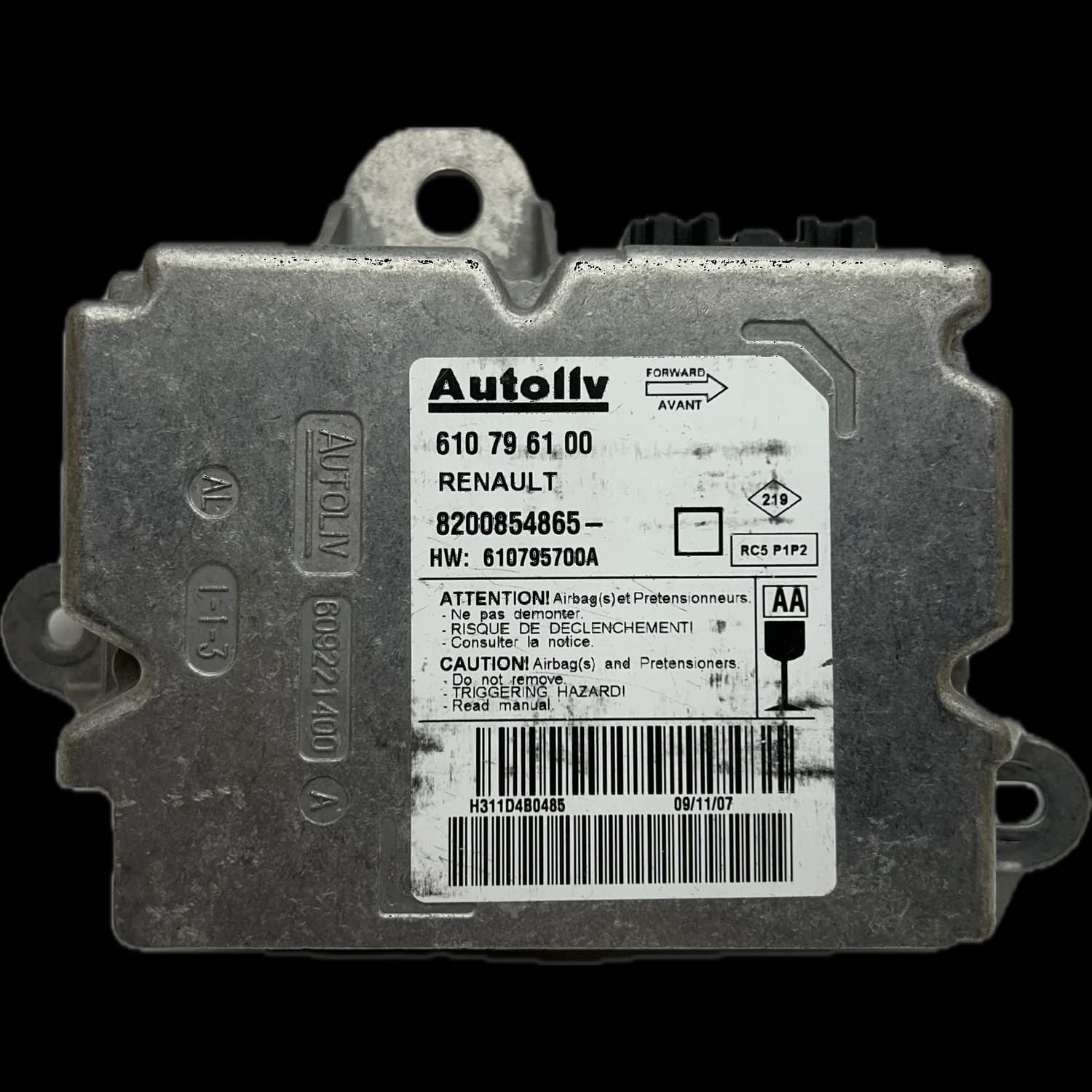 Centralina airbag 8200854865, Etichetta