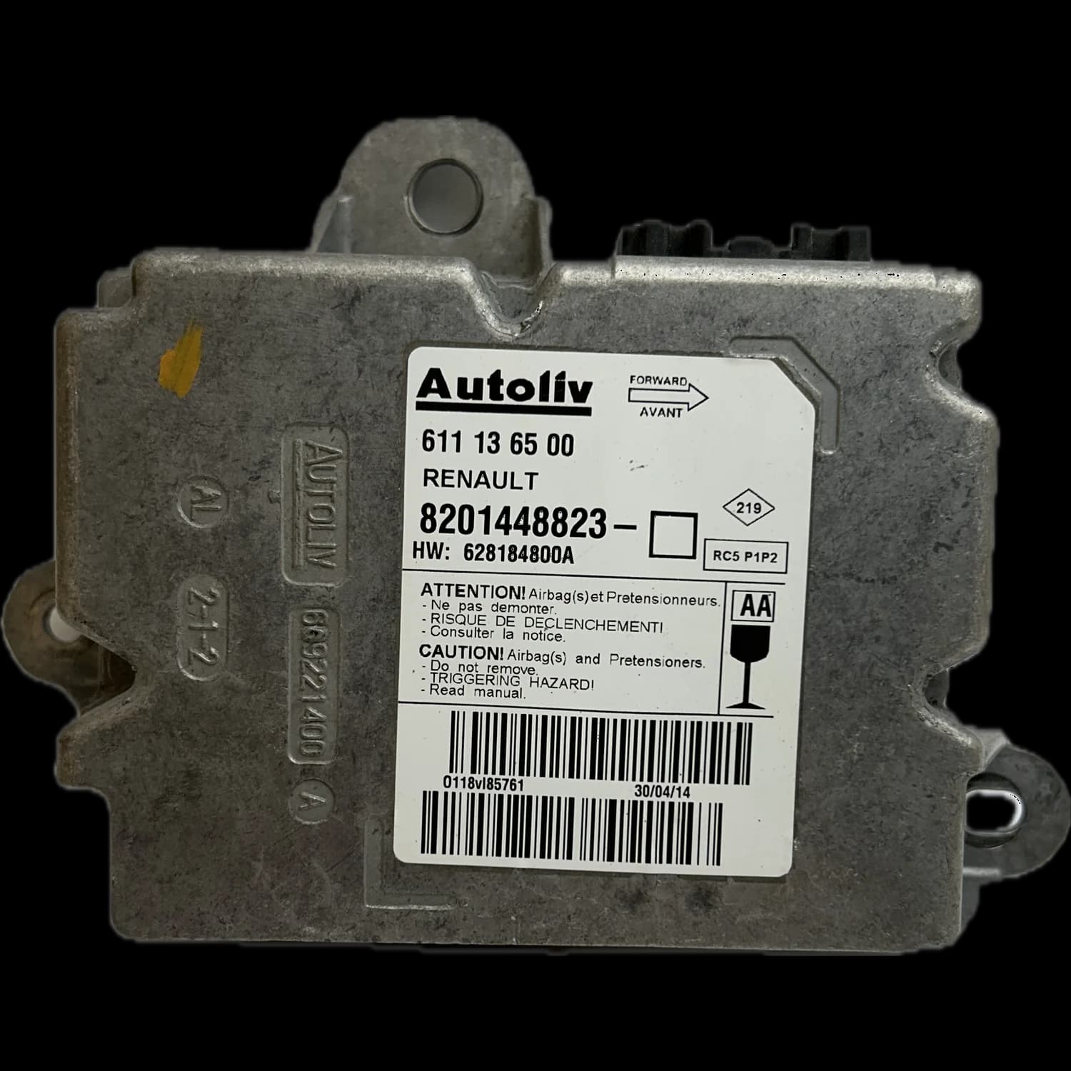 Centralina airbag 8201448823, Etichetta