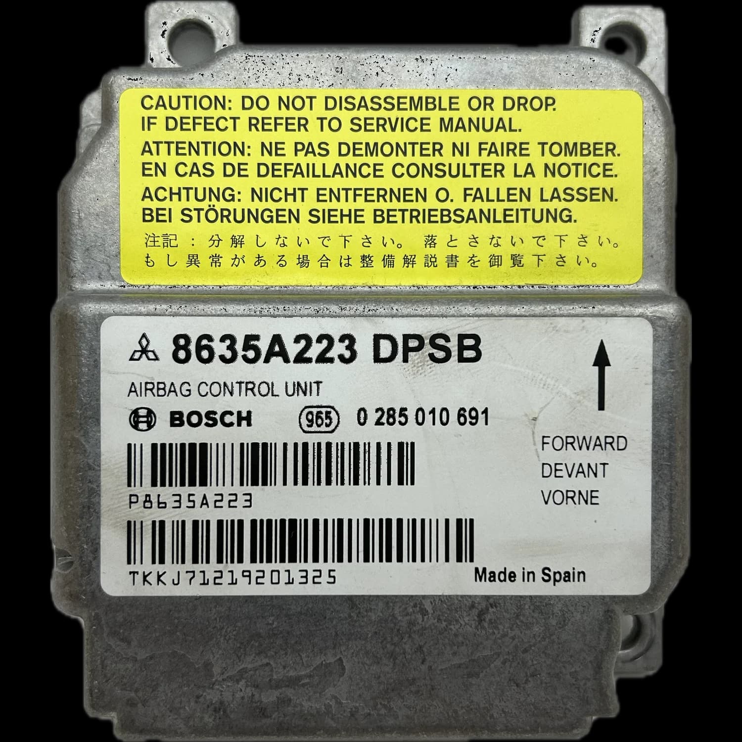 Centralina airbag 8635A223, Etichetta