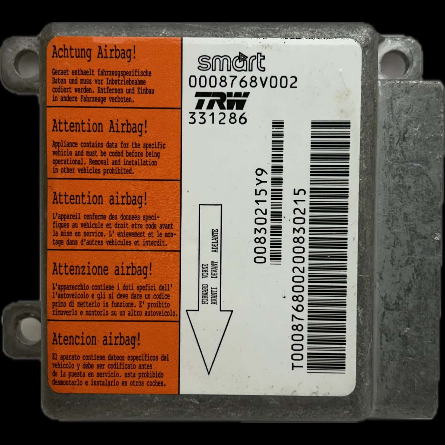 Smart Roadster C452 Riparazione centralina airbag