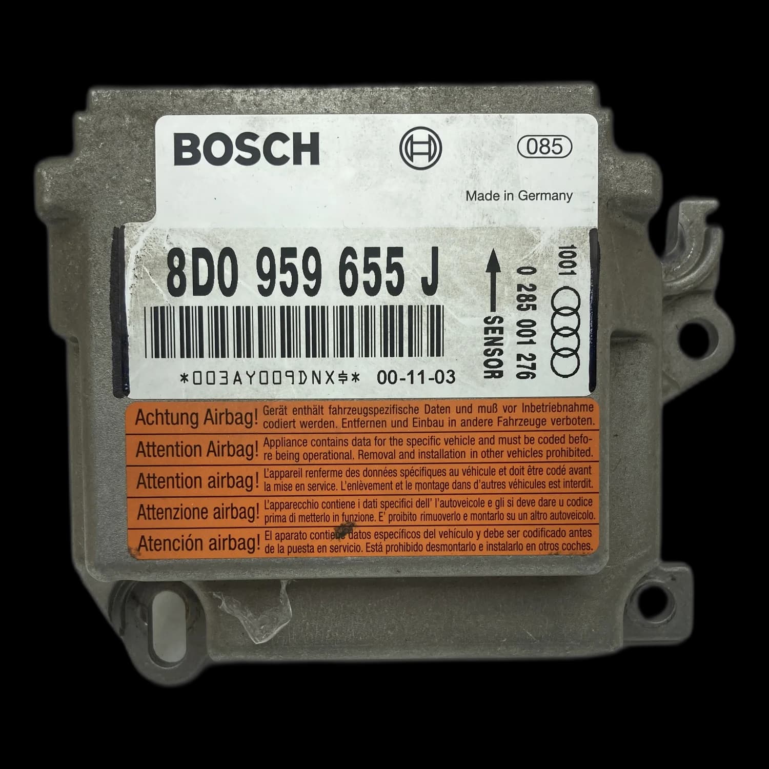 Centralina airbag 8D0 959 655 J, Etichetta