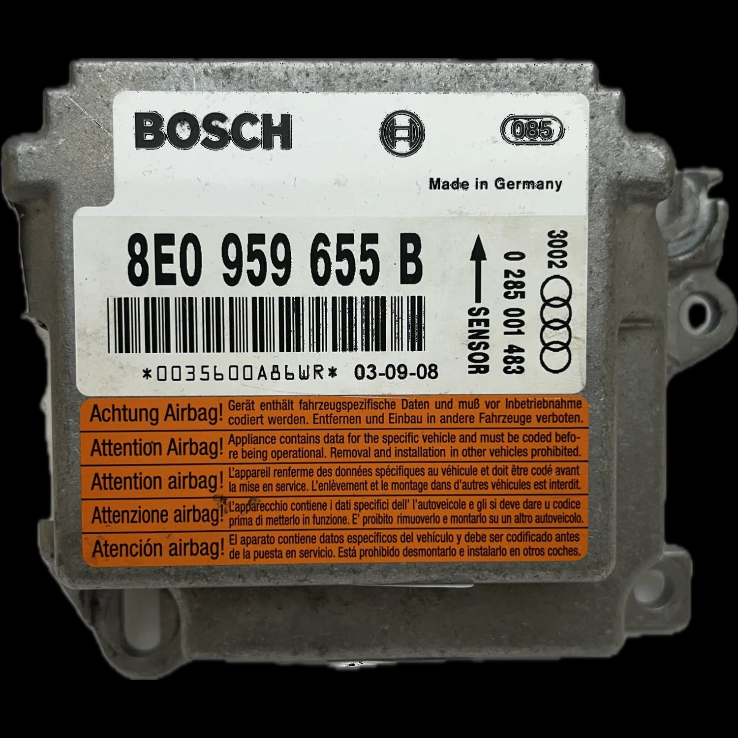 Centralina airbag 8E0 959 655 B, Etichetta