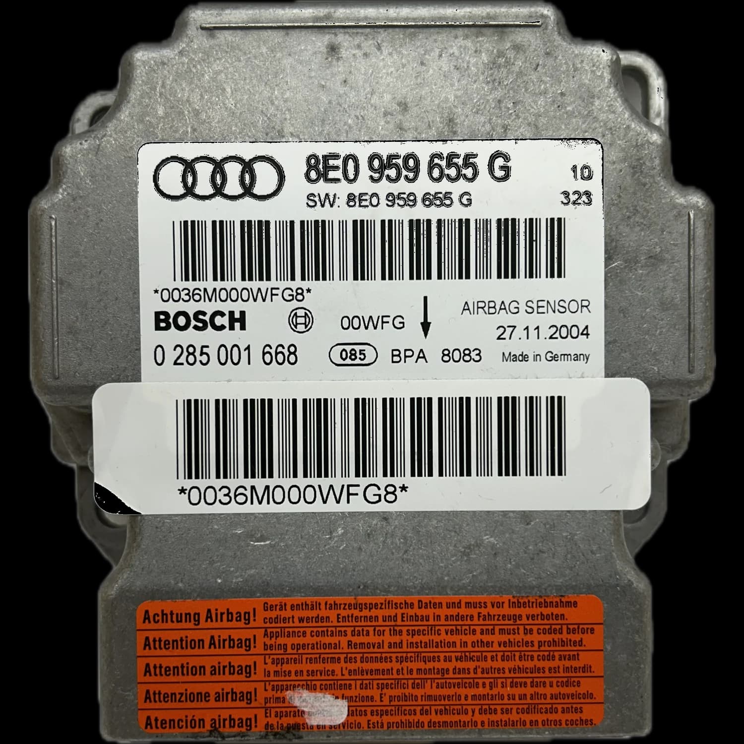 Centralina airbag 8E0 959 655 G, Etichetta